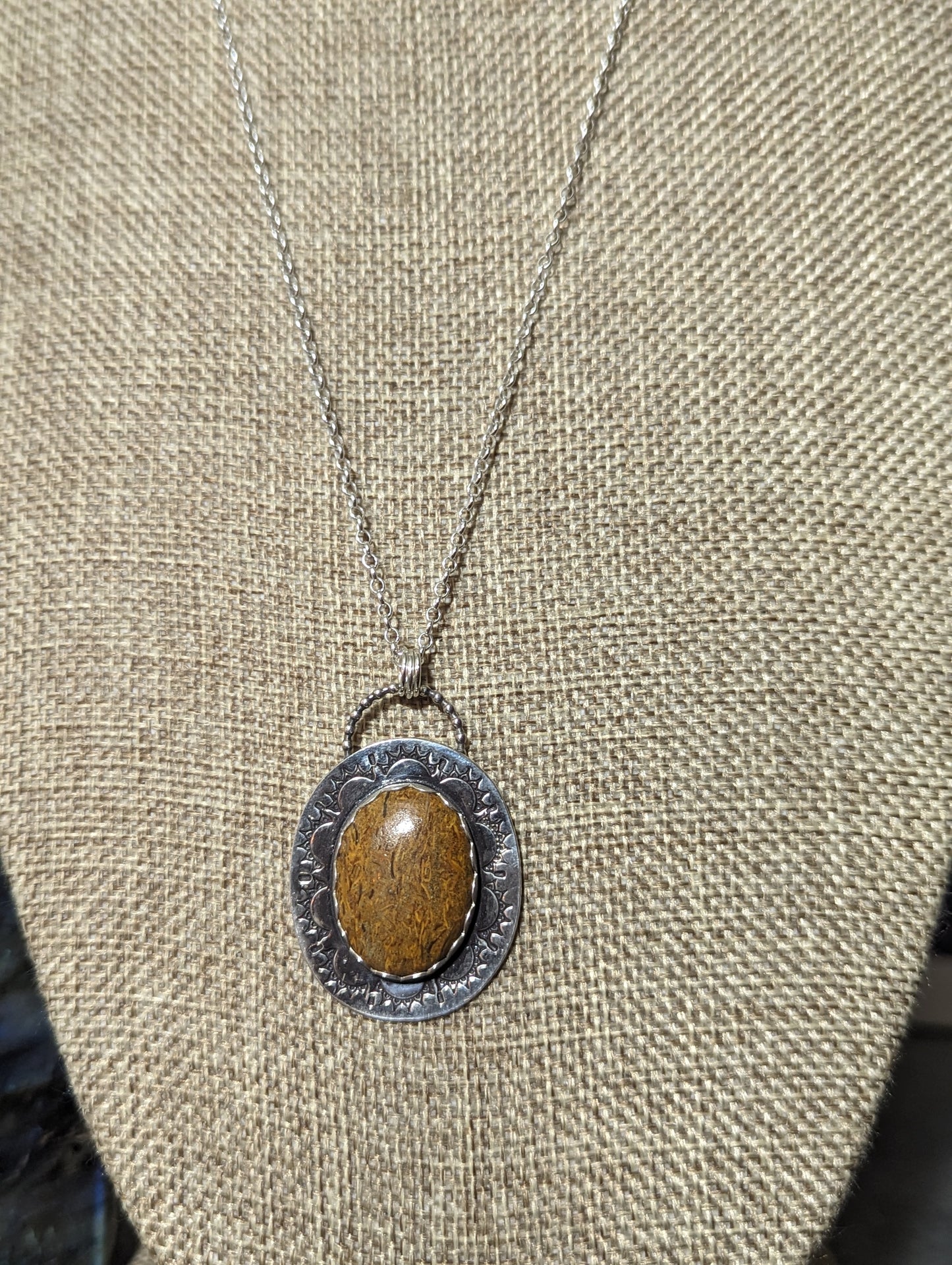 Mariam Jasper Stamped Sterling Silver Necklace