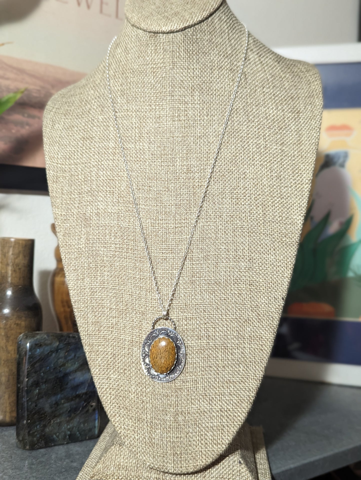 Mariam Jasper Stamped Sterling Silver Necklace