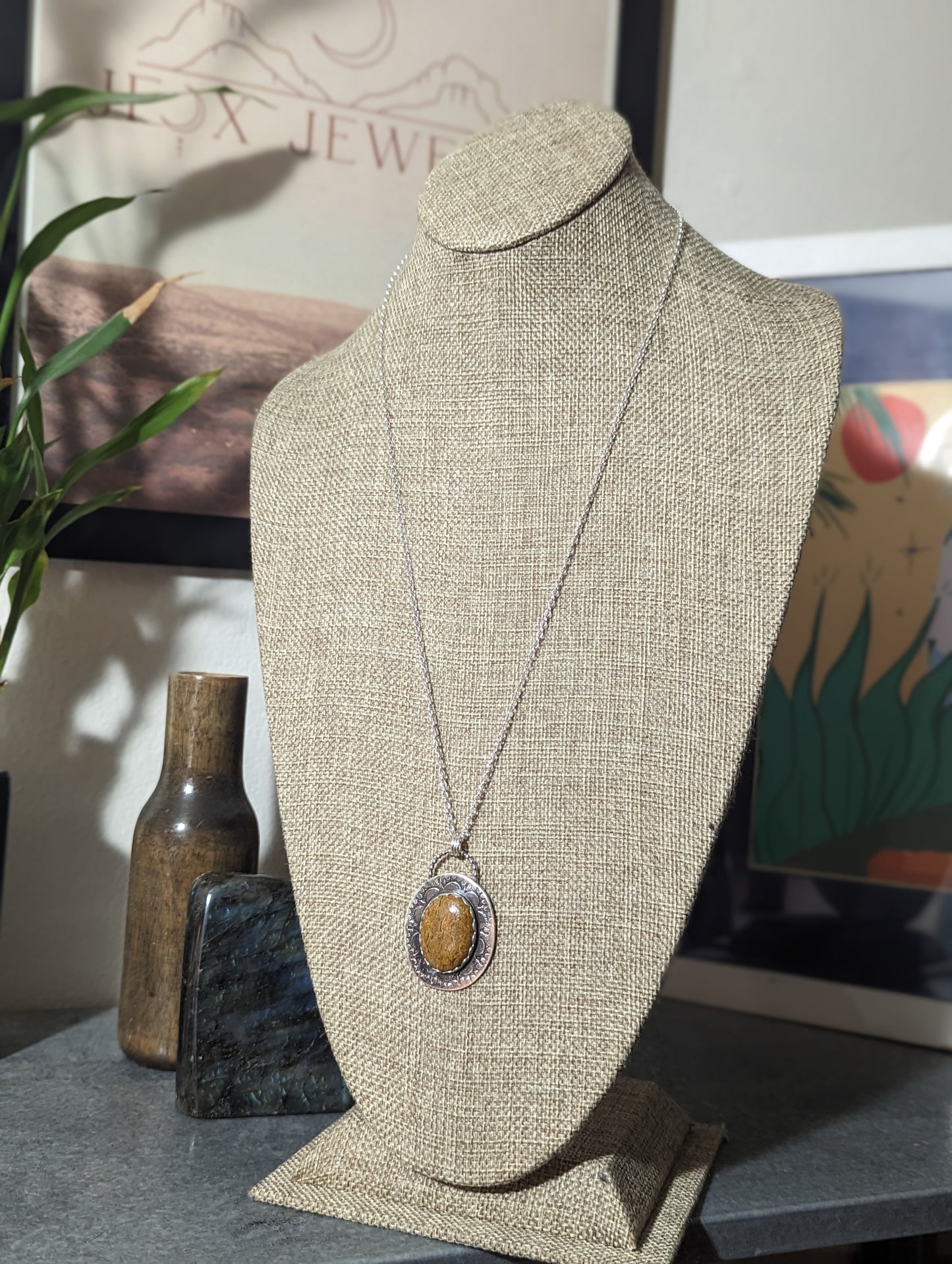 Mariam Jasper Stamped Sterling Silver Necklace