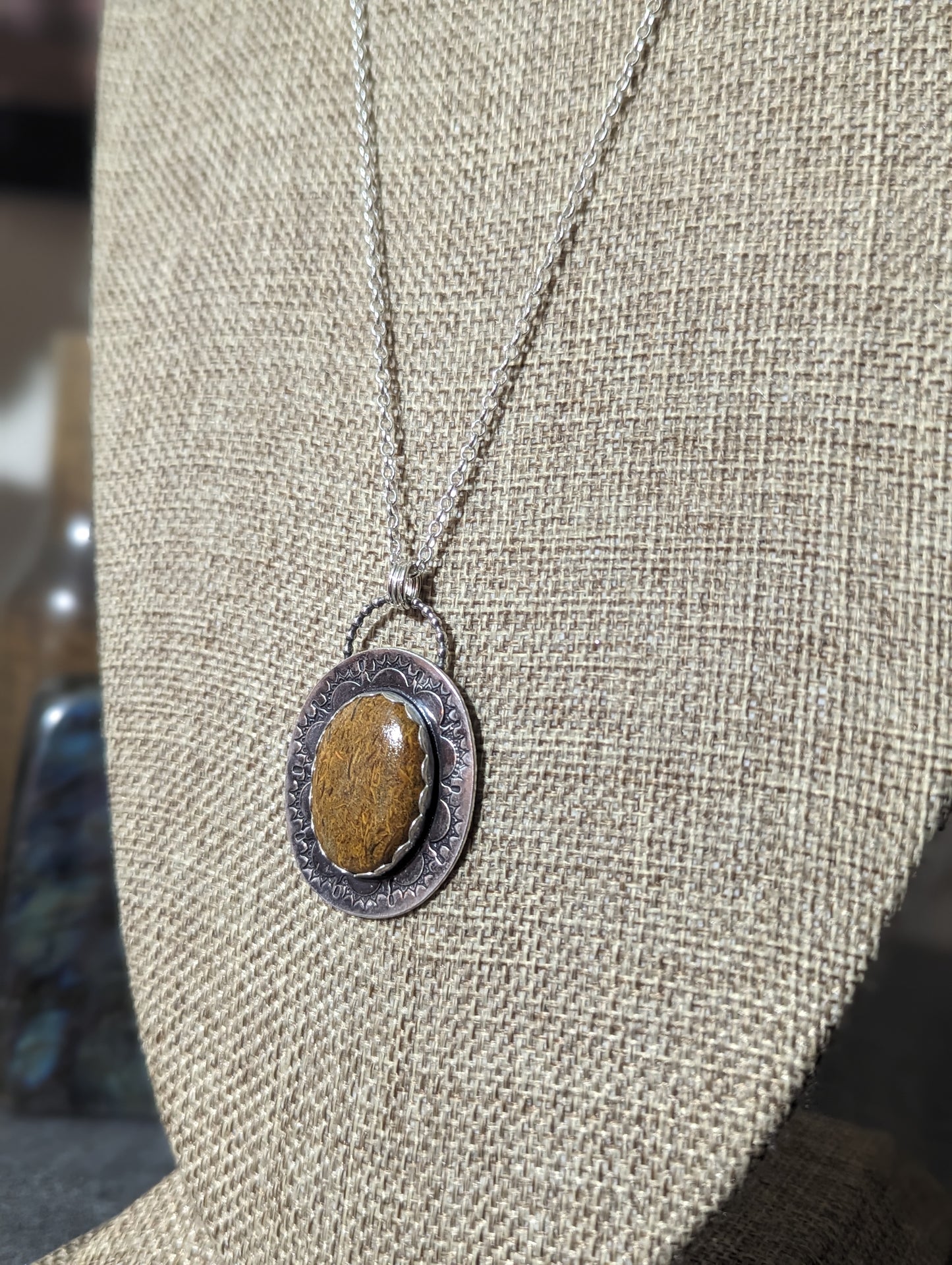 Mariam Jasper Stamped Sterling Silver Necklace