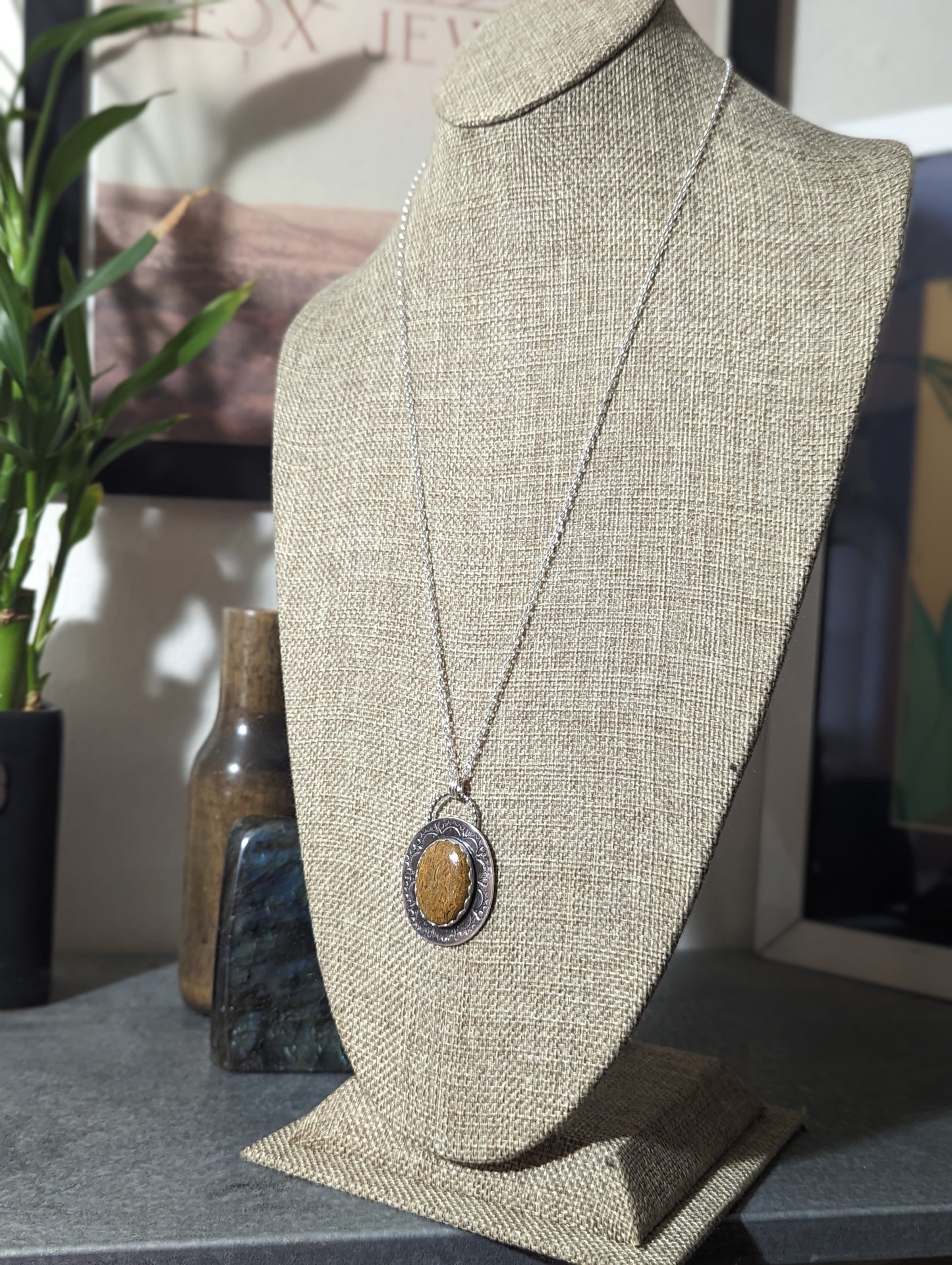 Mariam Jasper Stamped Sterling Silver Necklace