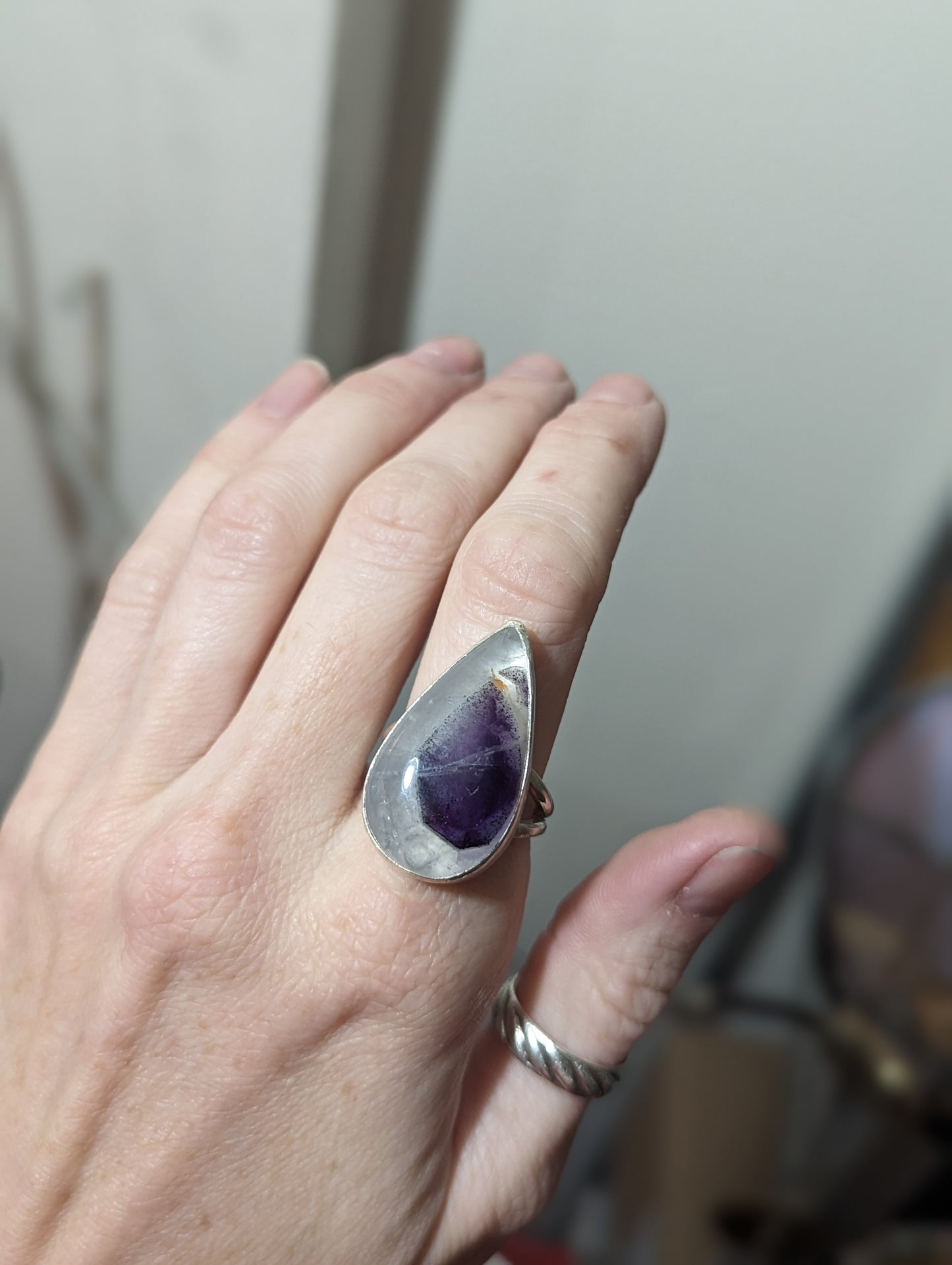 Quartz and Amethyst Ring - Size 8