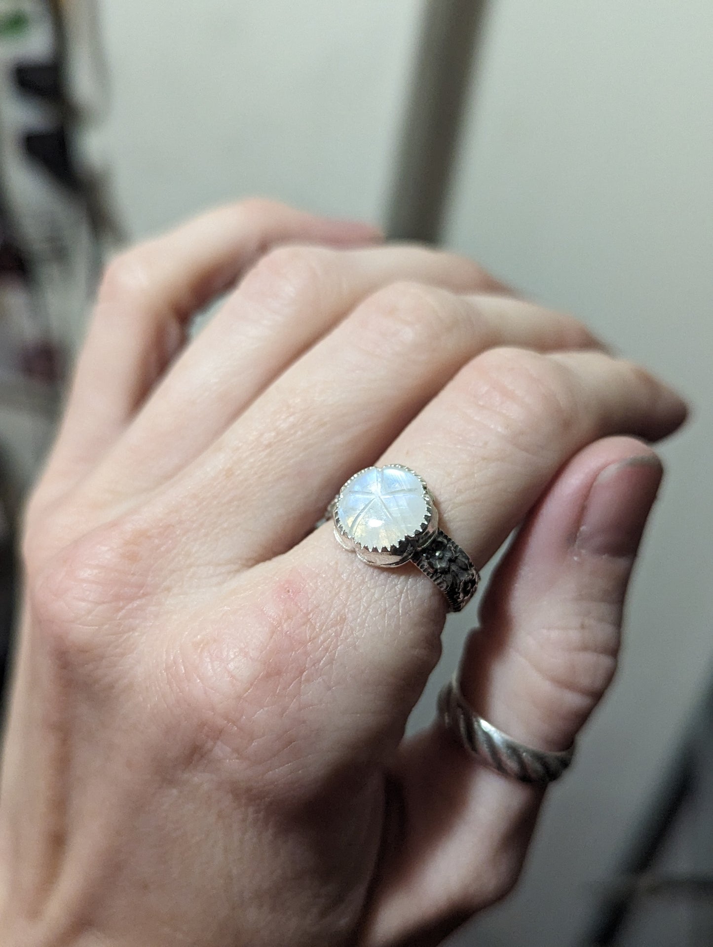 Moonstone Carved Flower - Various Sizes Available (RTS/MTO)