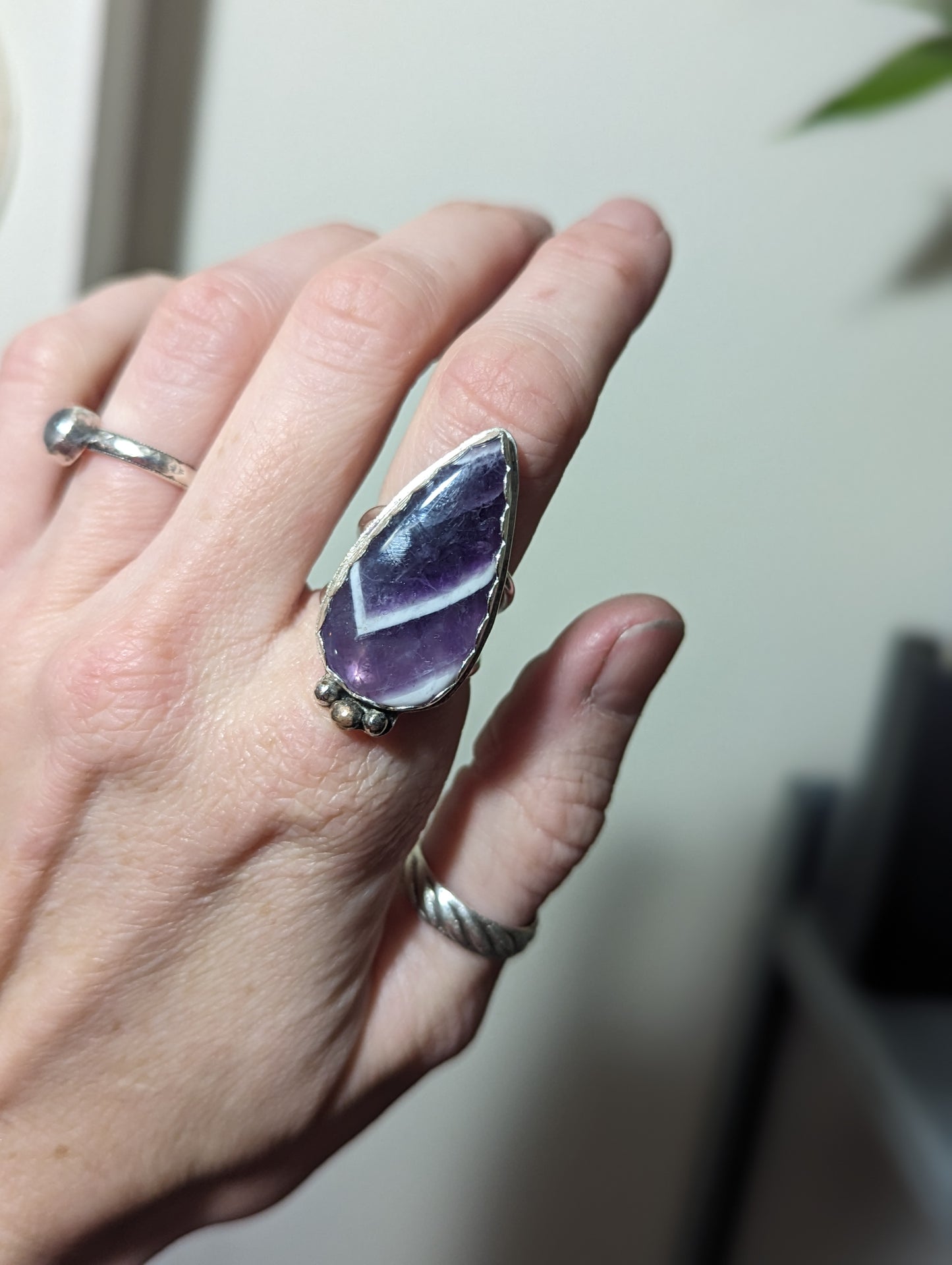 Chevron Amethyst Ring - Size 6.5