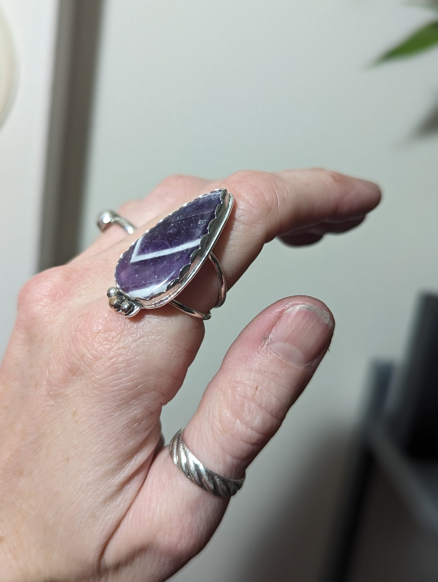 Chevron Amethyst Ring - Size 6.5