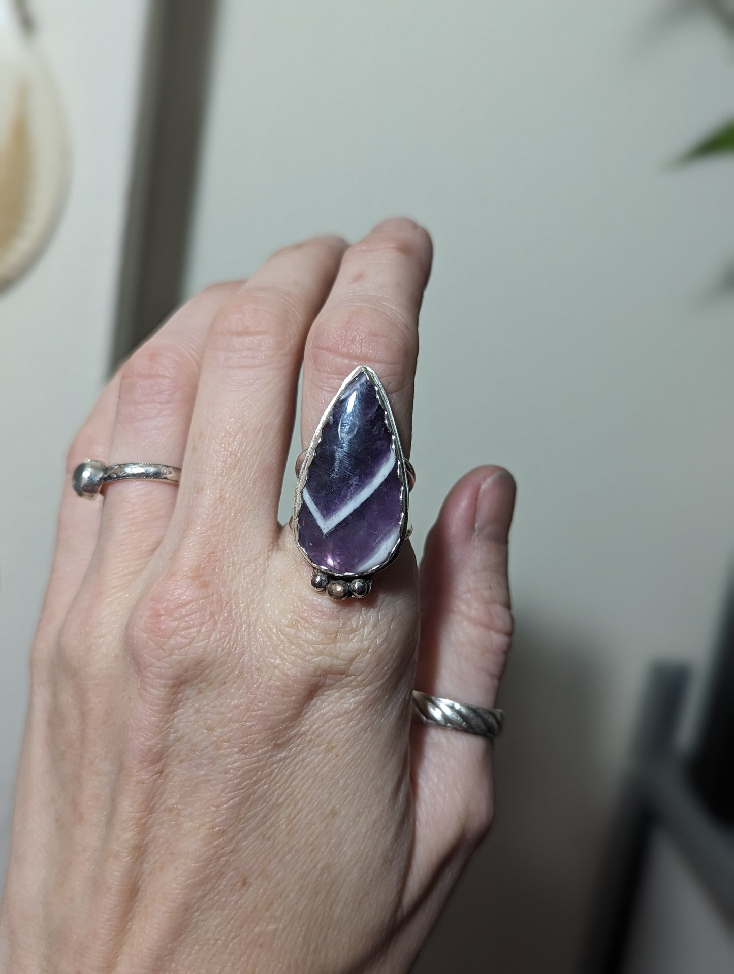 Chevron Amethyst Ring - Size 6.5