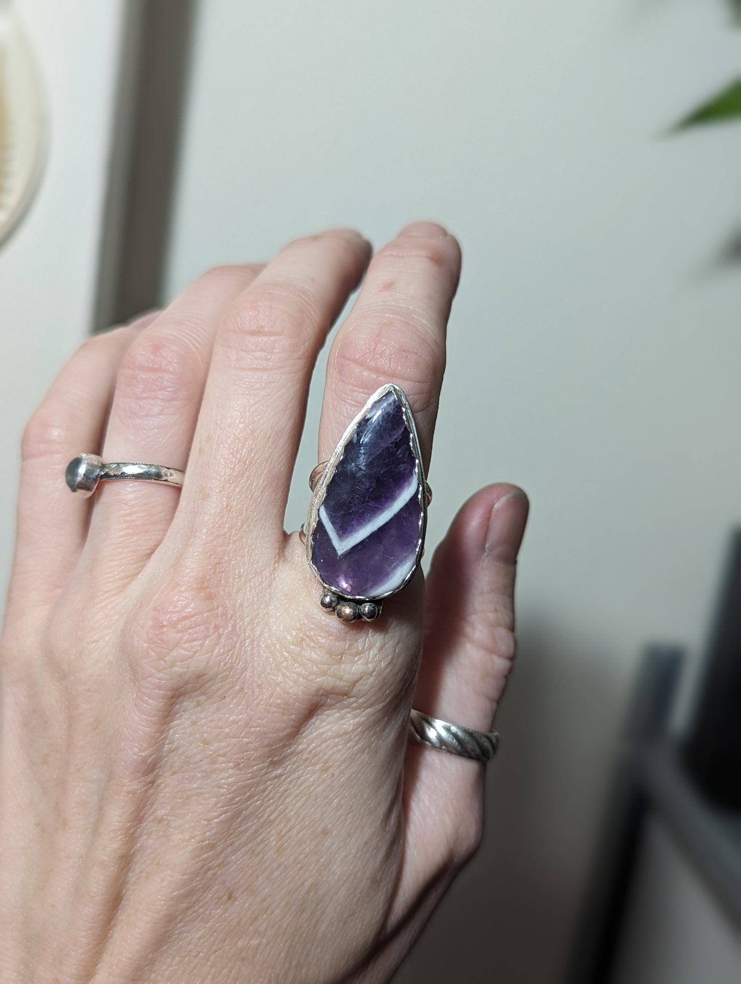 Chevron Amethyst Ring - Size 6.5