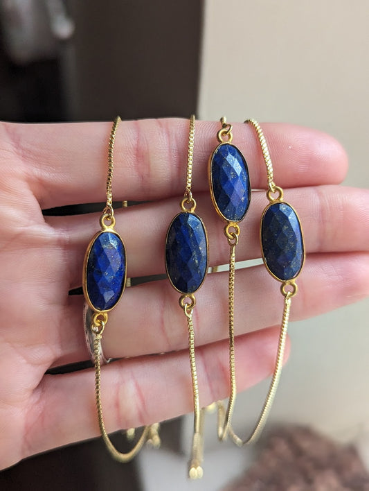 Lapis Lazuli Adjustable Gold Slider Bracelet