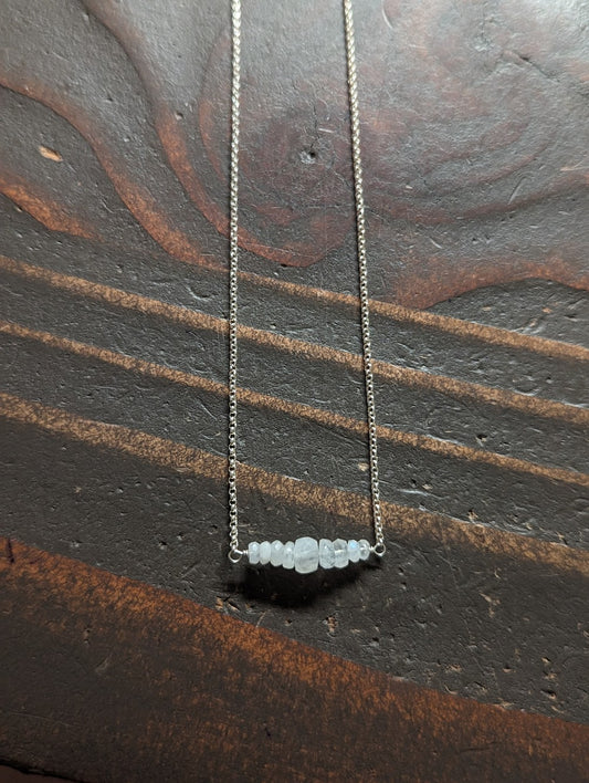 Faceted Moonstone Bar Sterling Silver Necklace