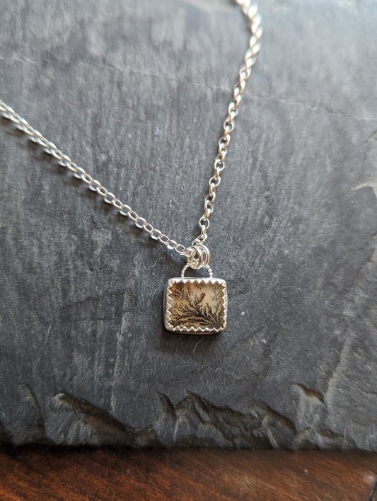 Rectangular Dendritic Agate on Sterling Silver