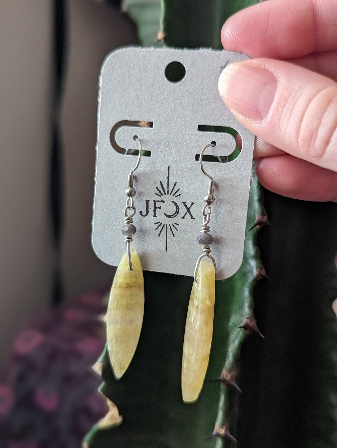 Yellow Fluorite Marquise Gemstone Earrings