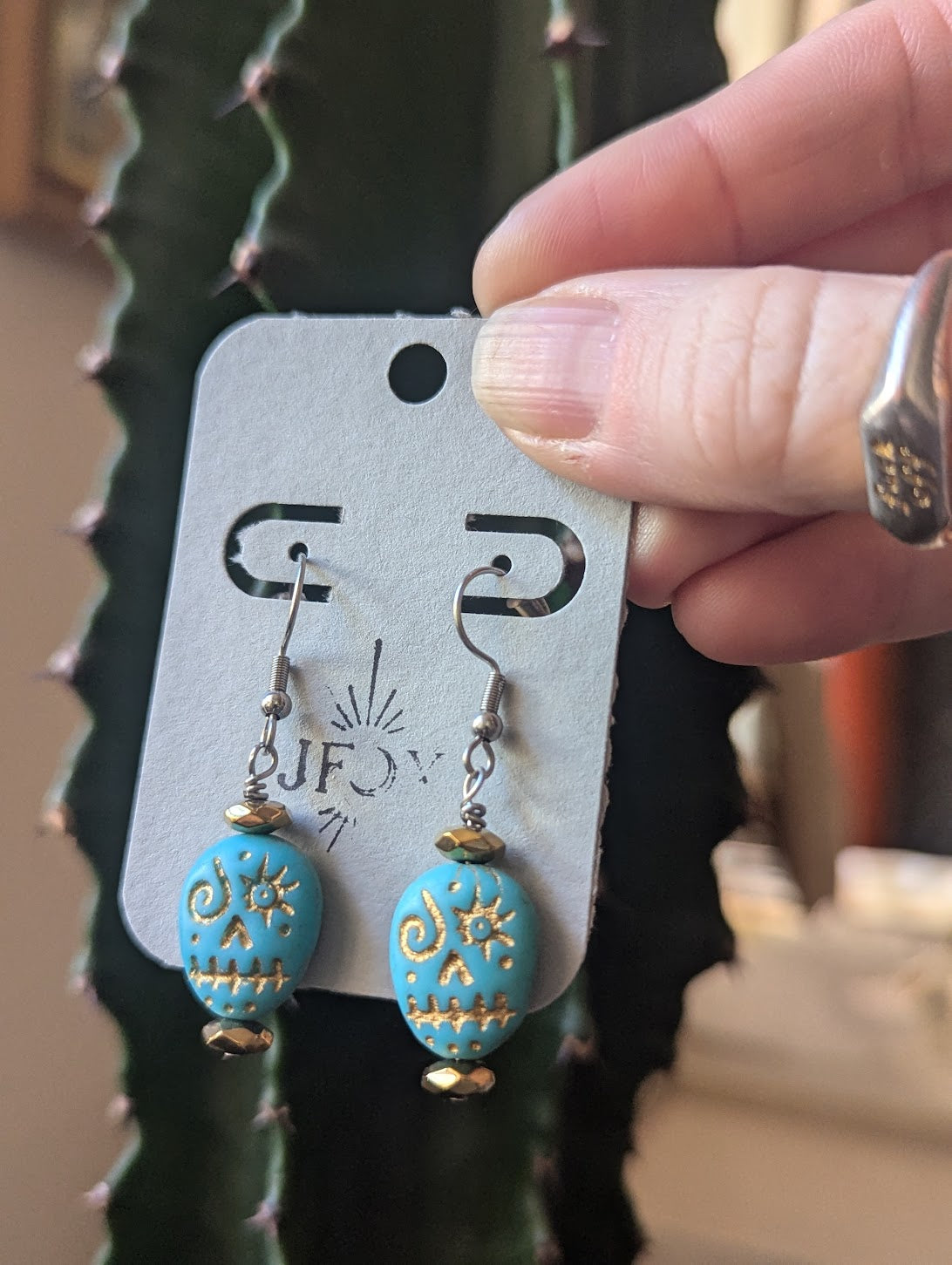Turquoise Sugar Skull Earrings