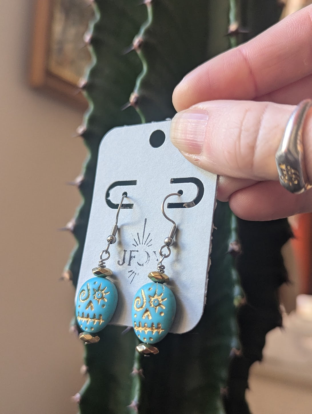 Turquoise Sugar Skull Earrings