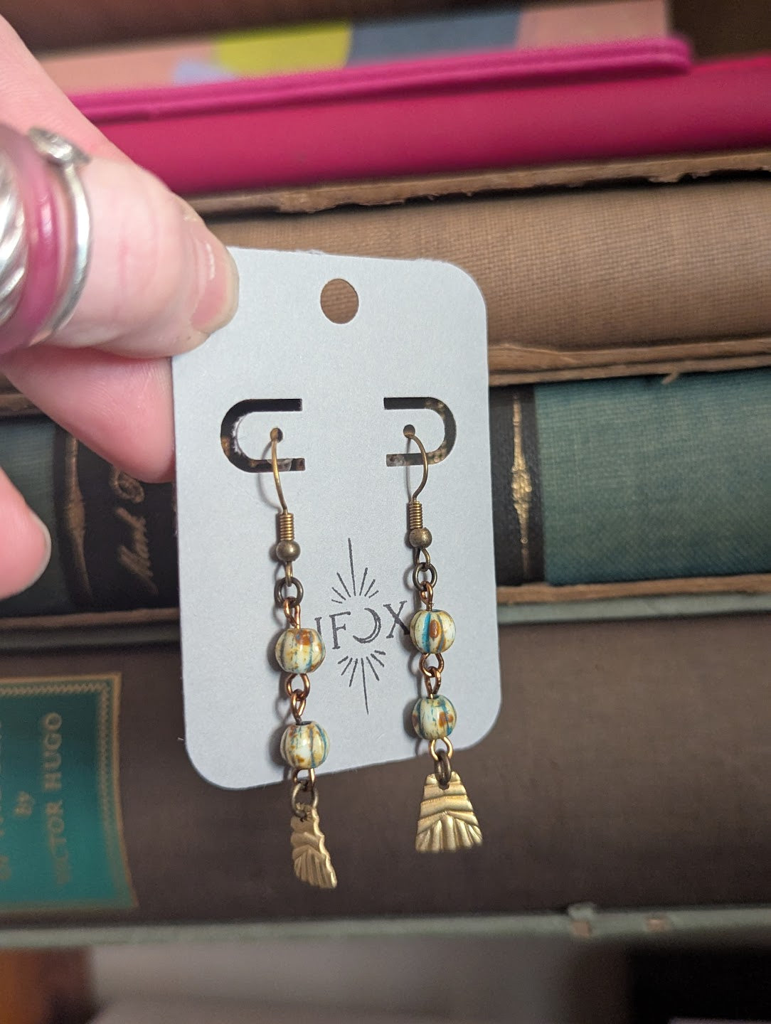 Honey Turquiose Melon Brass Drop Earrings