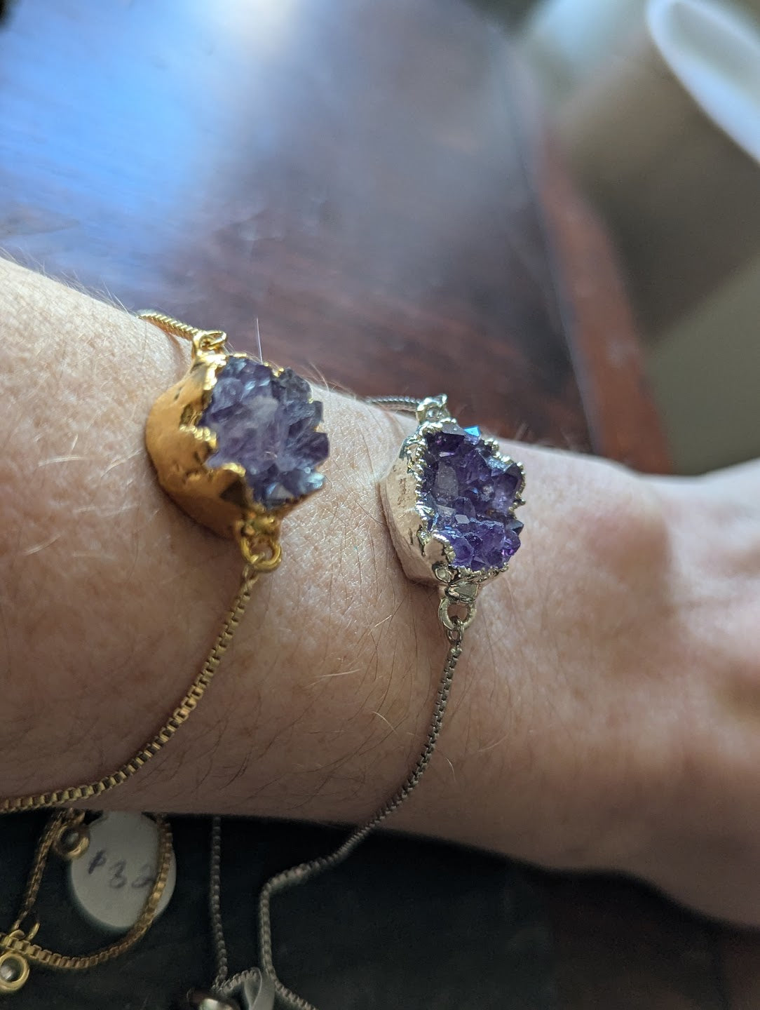 Pulsera deslizante de amatista (plata u oro)