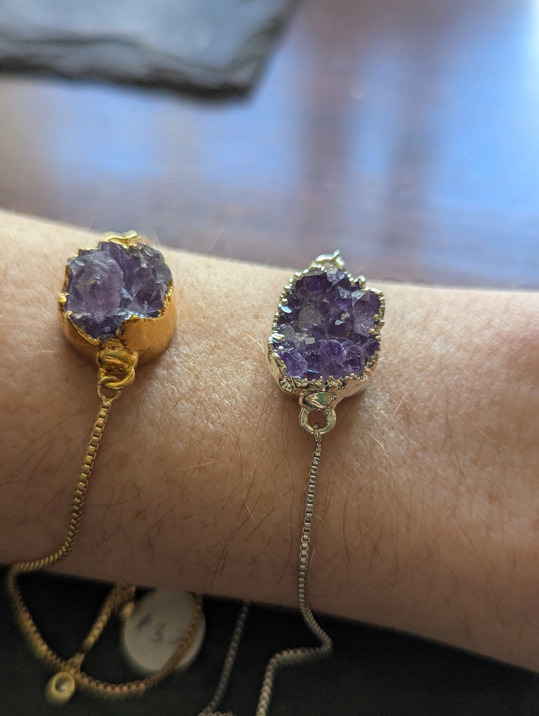 Pulsera deslizante de amatista (plata u oro)