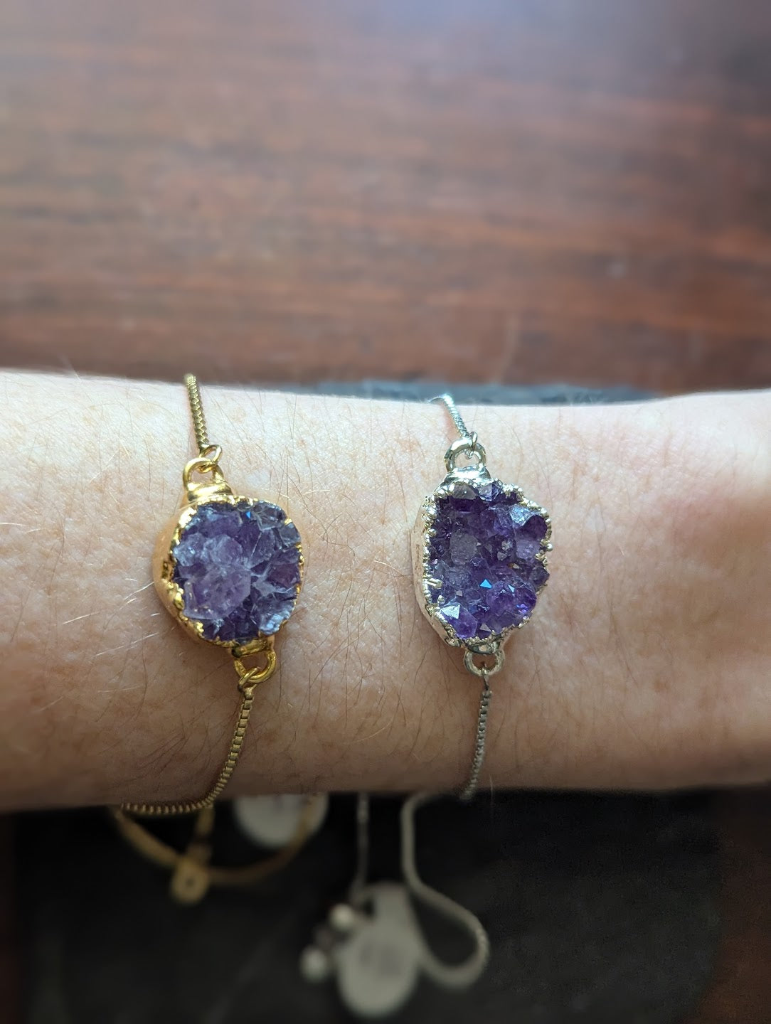 Pulsera deslizante de amatista (plata u oro)