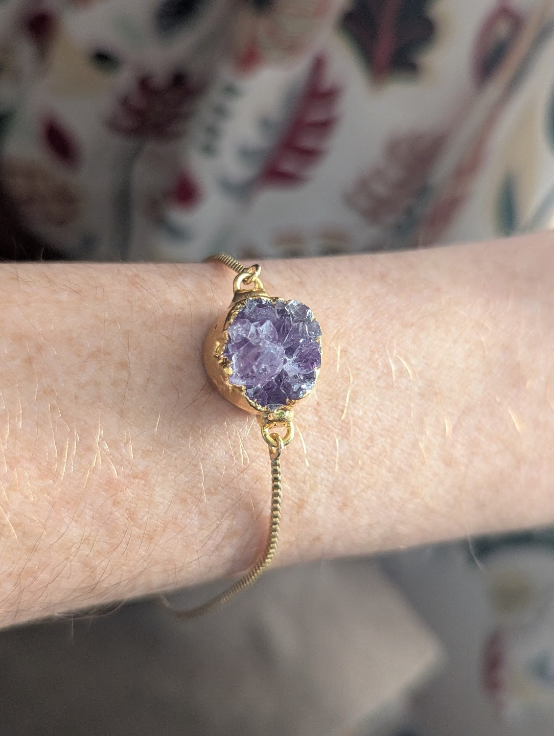 Pulsera deslizante de amatista (plata u oro)