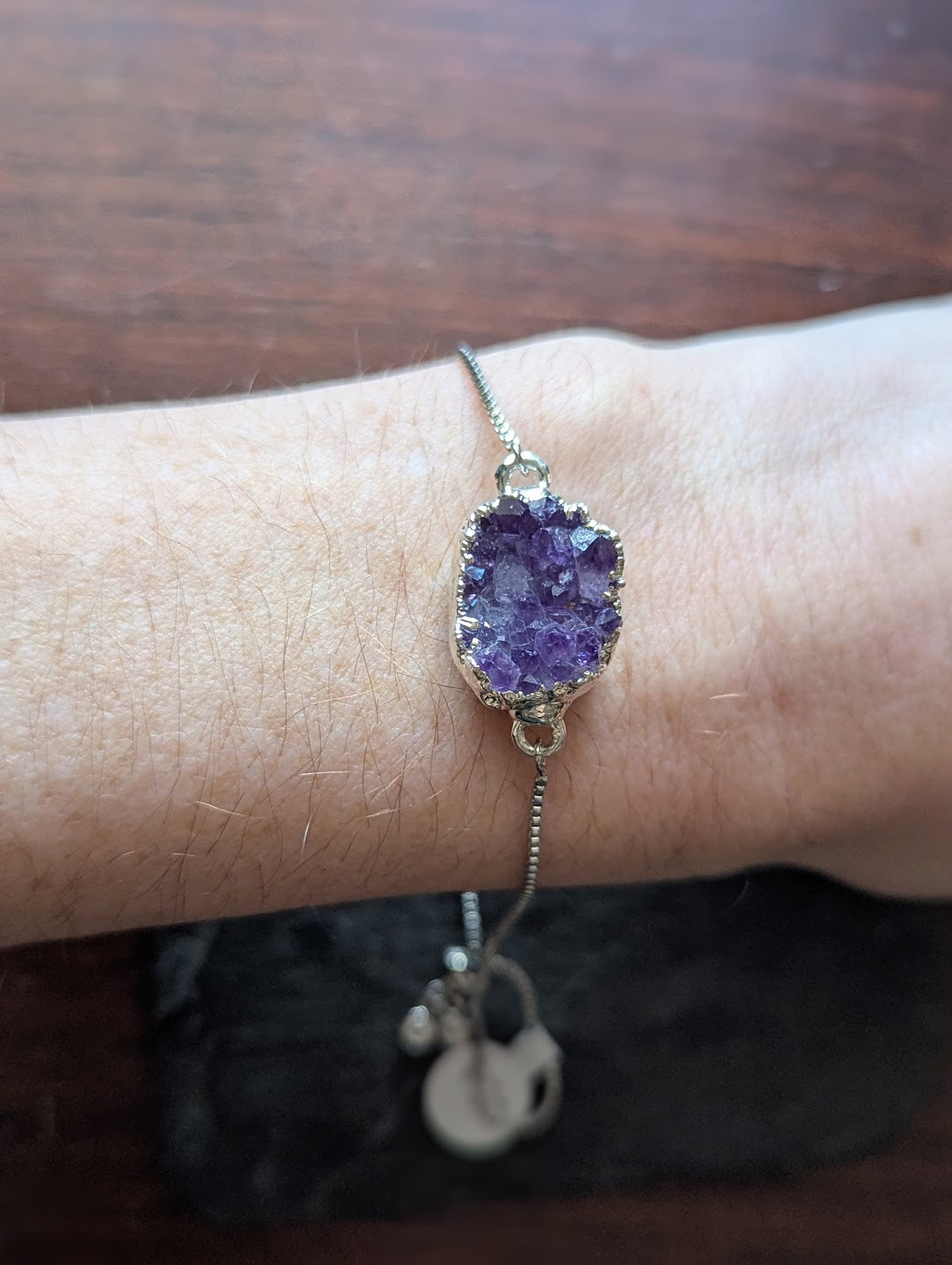 Pulsera deslizante de amatista (plata u oro)