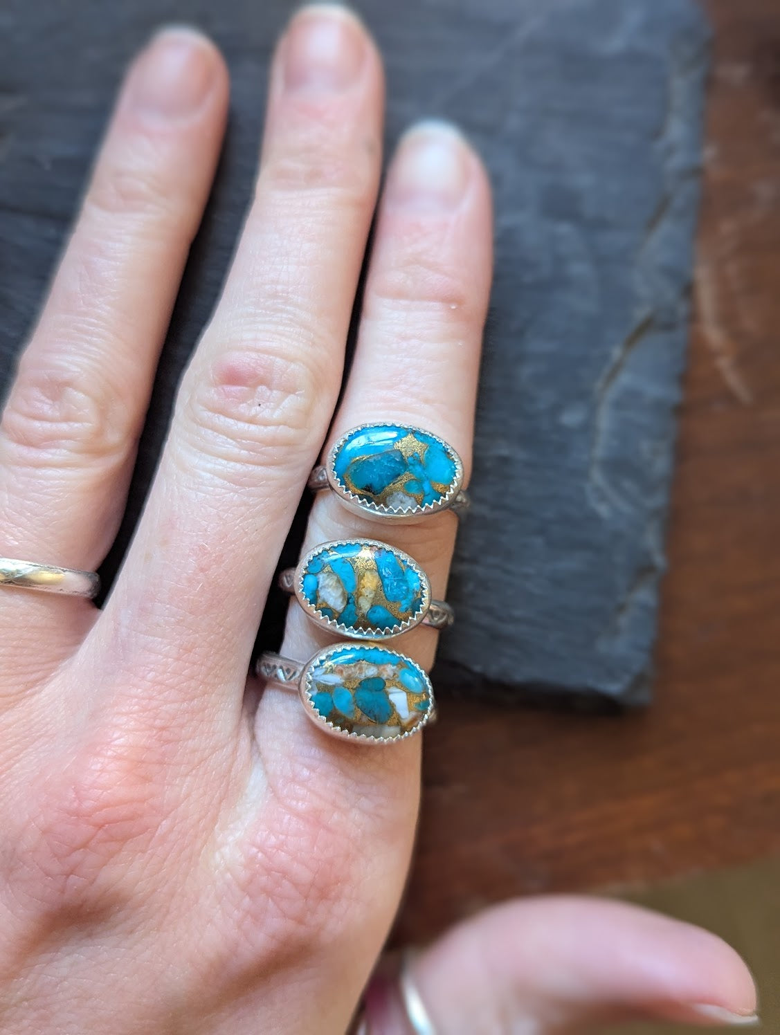 Spiny Oyster Turquoise Oval Silver Ring (Various Sizes Available)