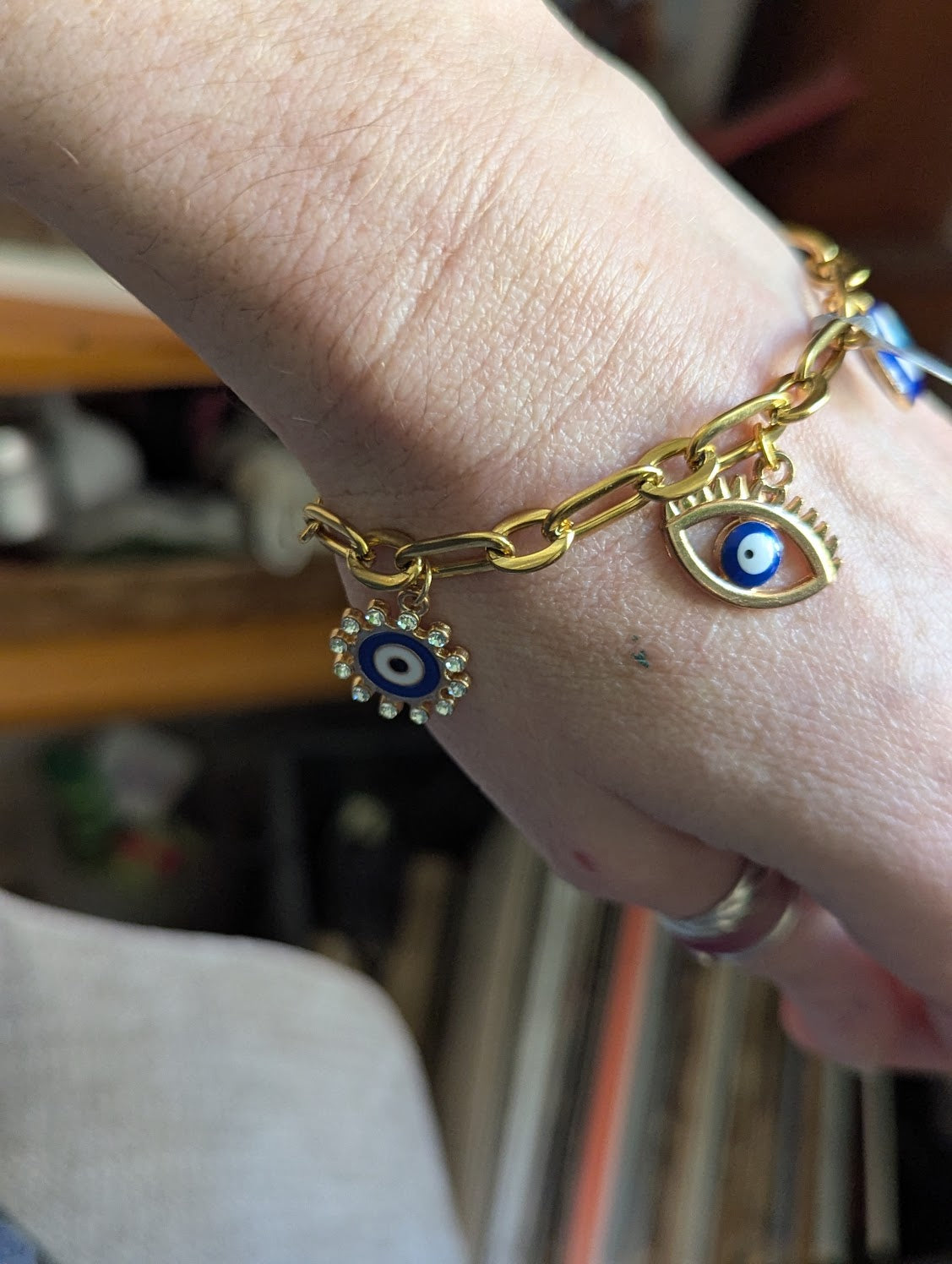 Evil Eye Gold Charm Bracelet