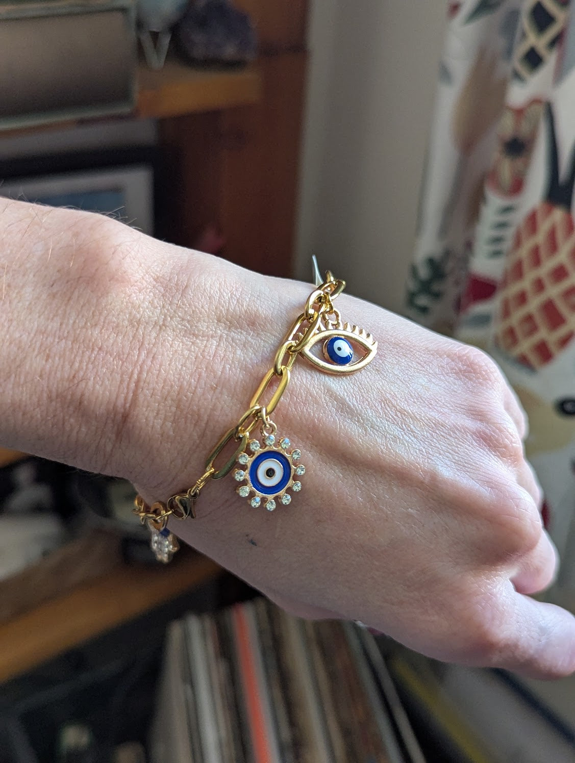 Evil Eye Gold Charm Bracelet