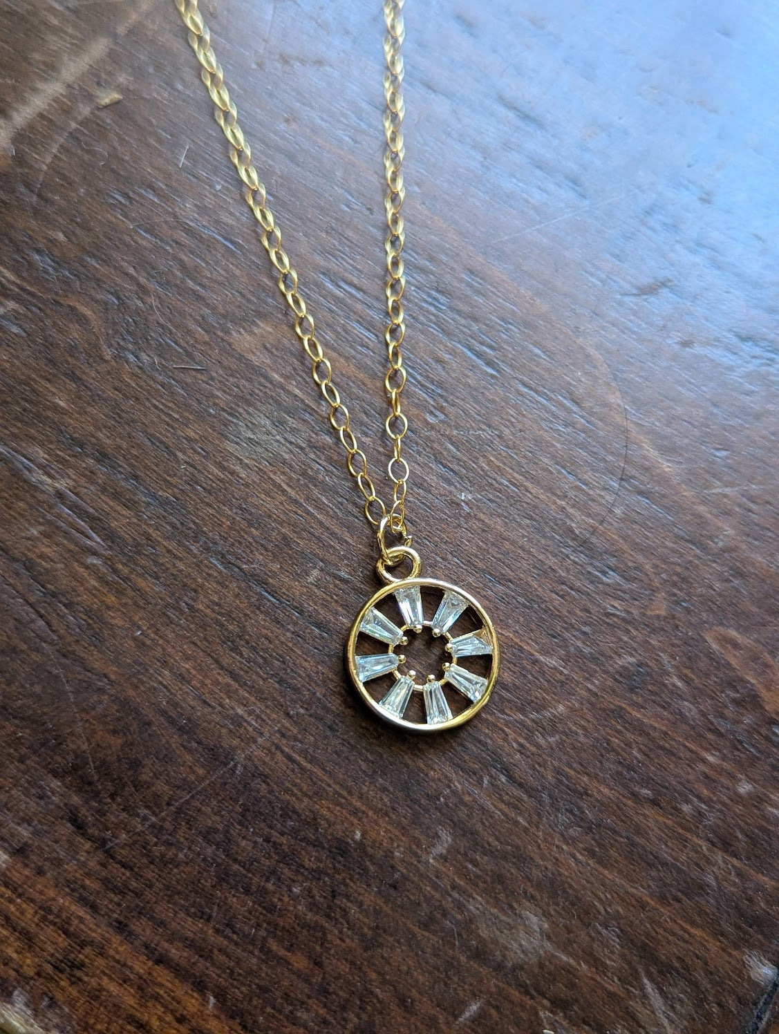 14kGF Crystal Sun Necklace
