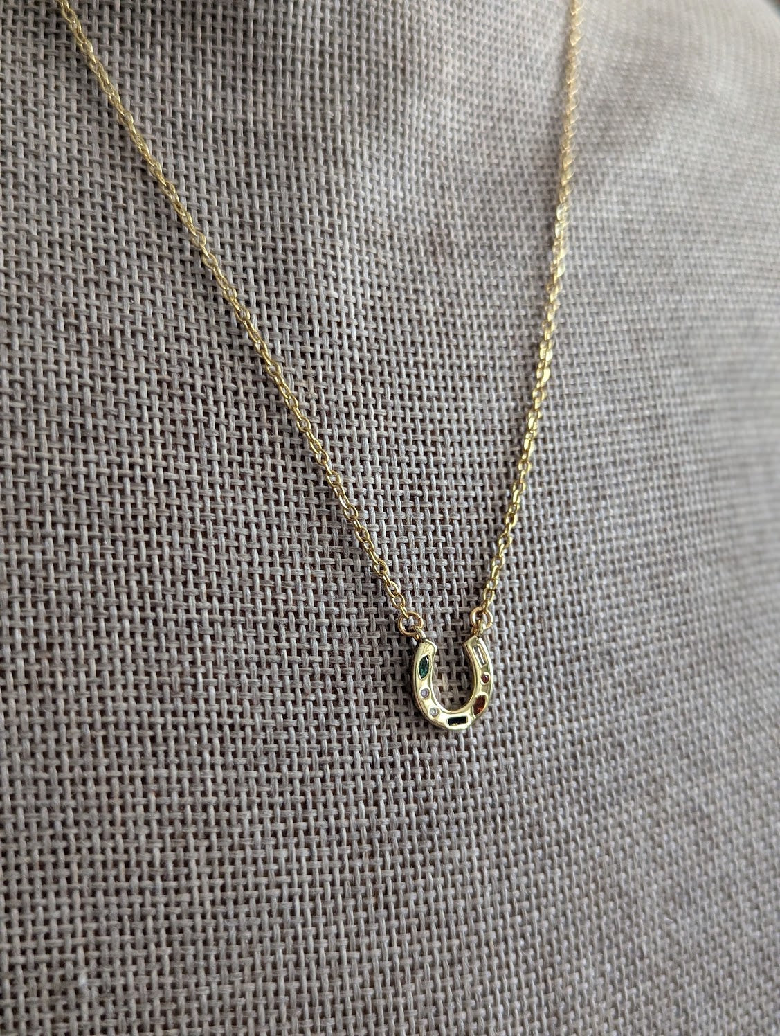 Gold Gemmy Horseshoe Necklace