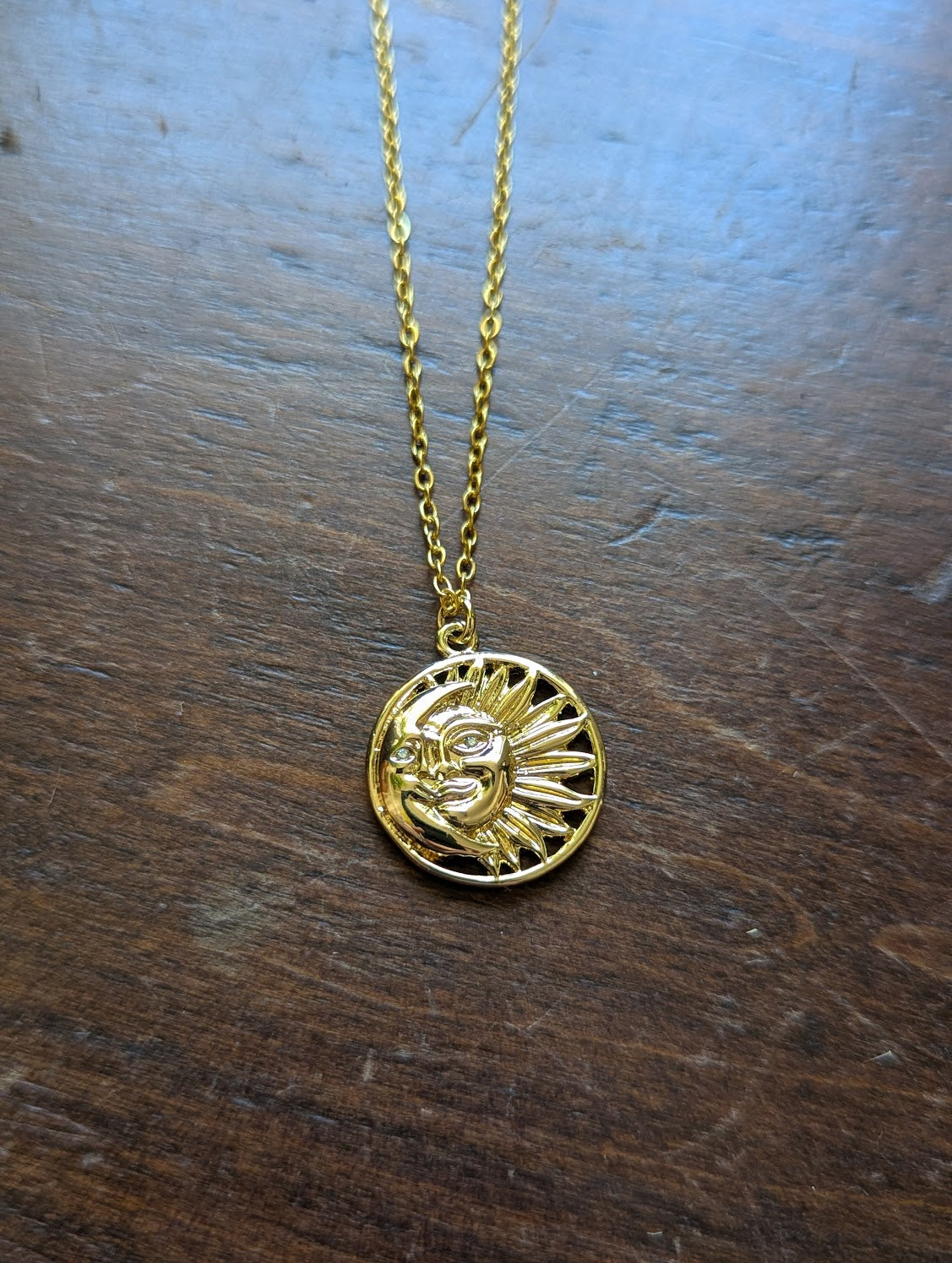 Golden Moon and Sun Necklace
