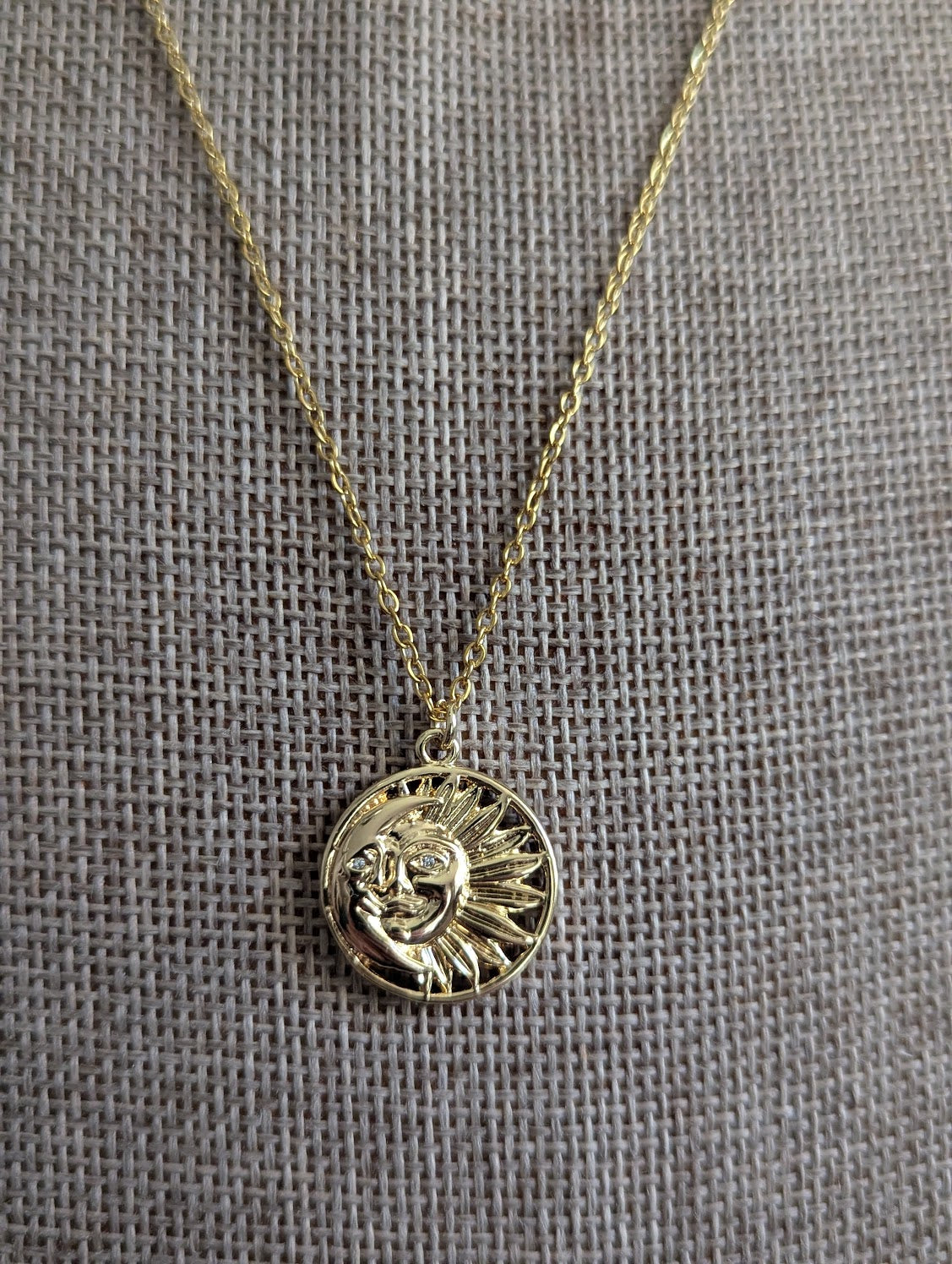 Golden Moon and Sun Necklace