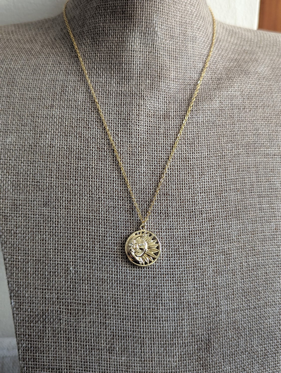 Golden Moon and Sun Necklace