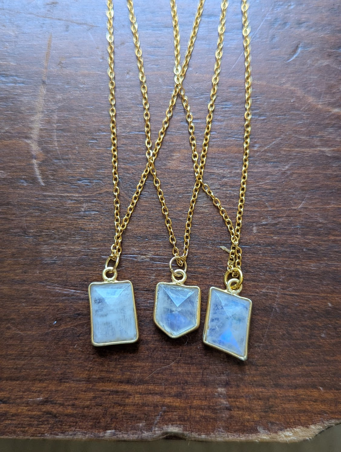 Faceted Moonstone Gold Necklace