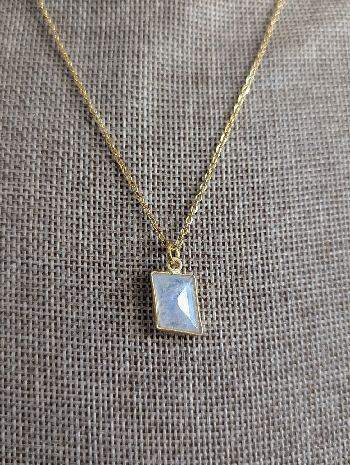 Faceted Moonstone Gold Necklace
