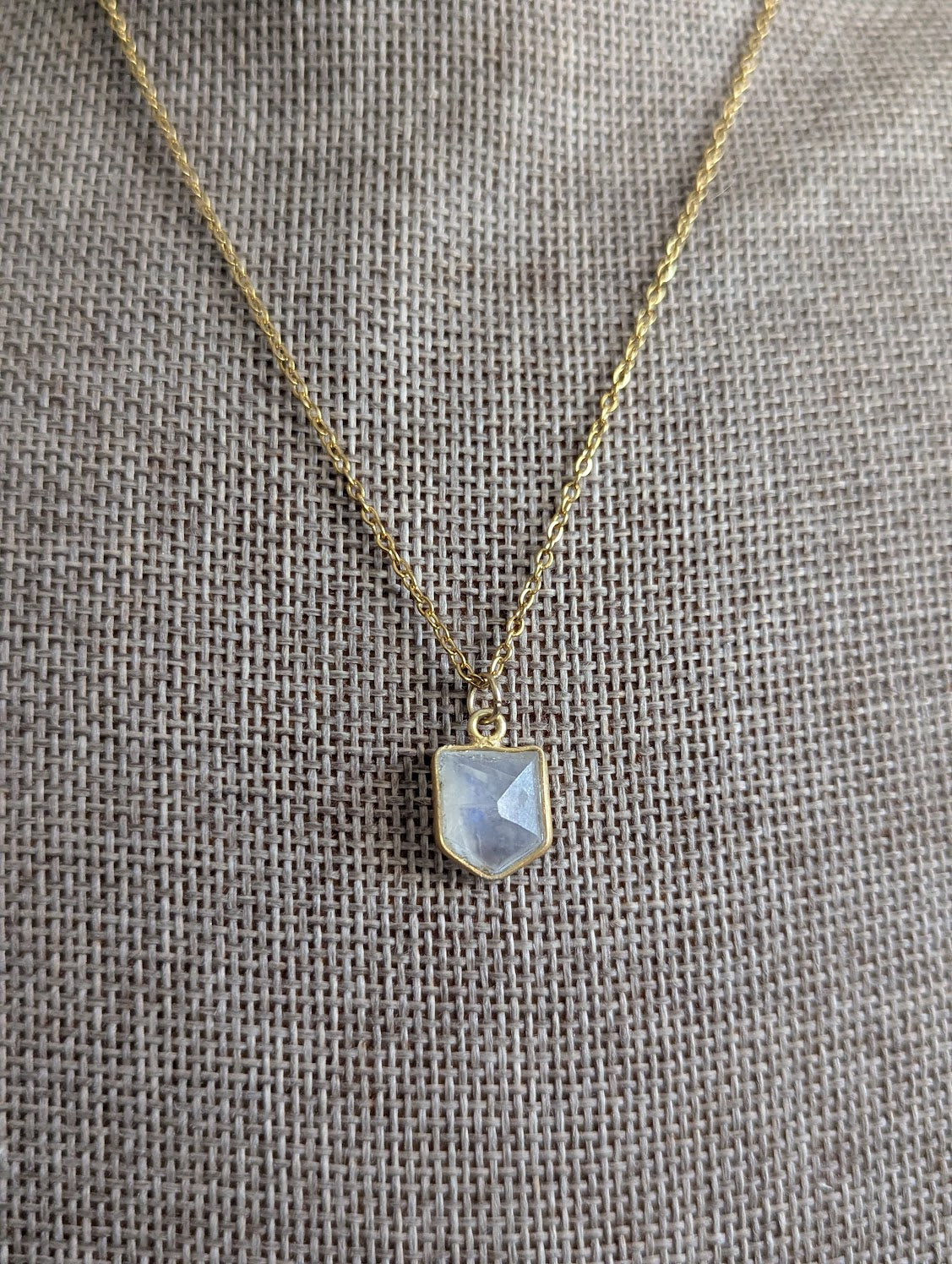Faceted Moonstone Gold Necklace