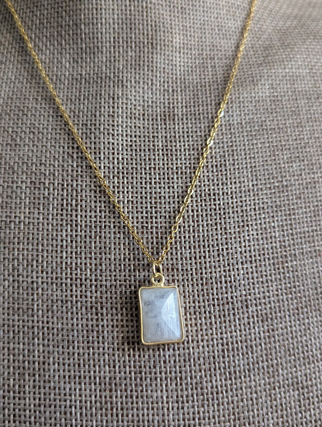 Faceted Moonstone Gold Necklace