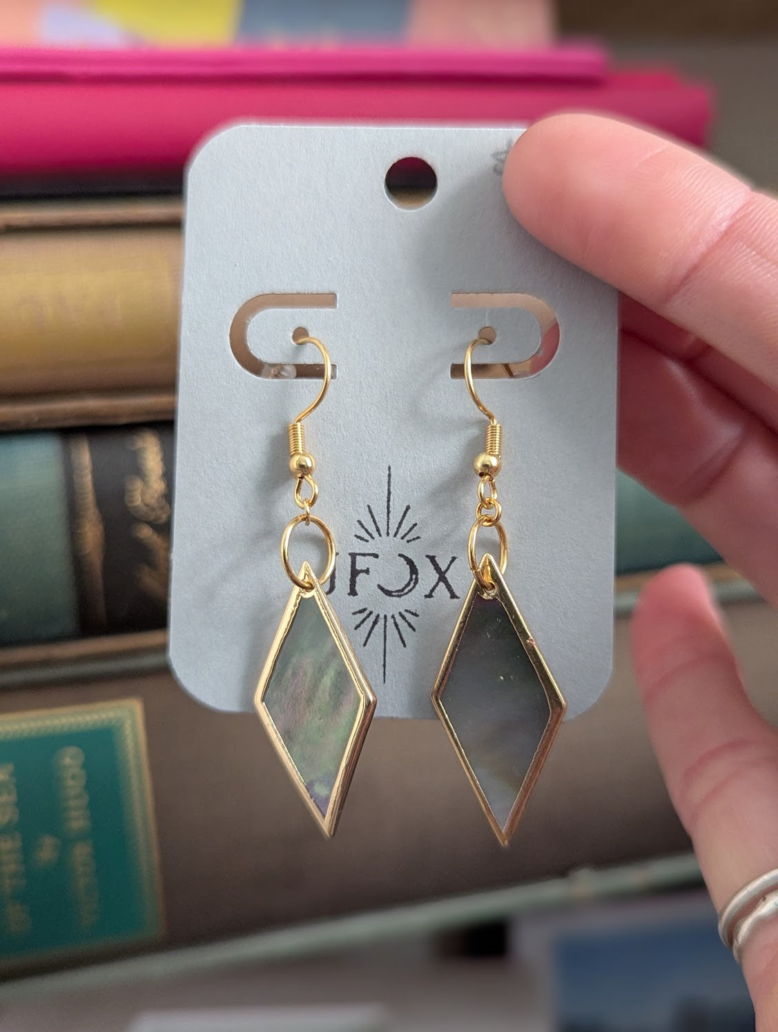 Black Lip Shell Diamond Gold Earrings