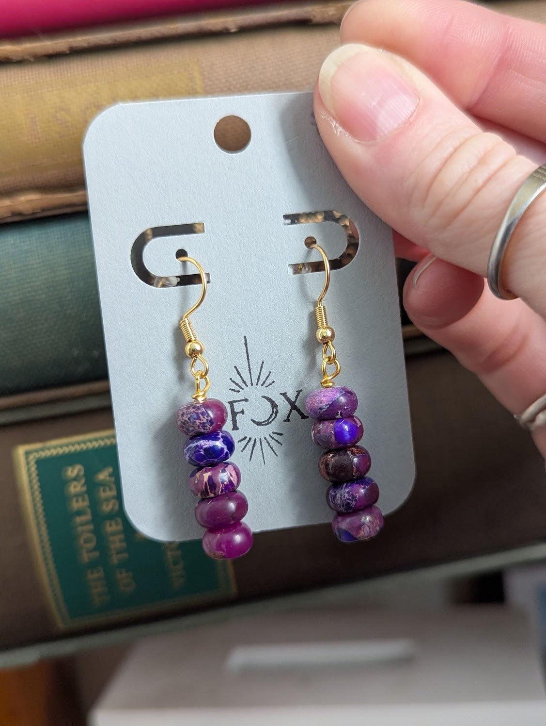 Purple Sea Sediment Jasper Drop Earrings
