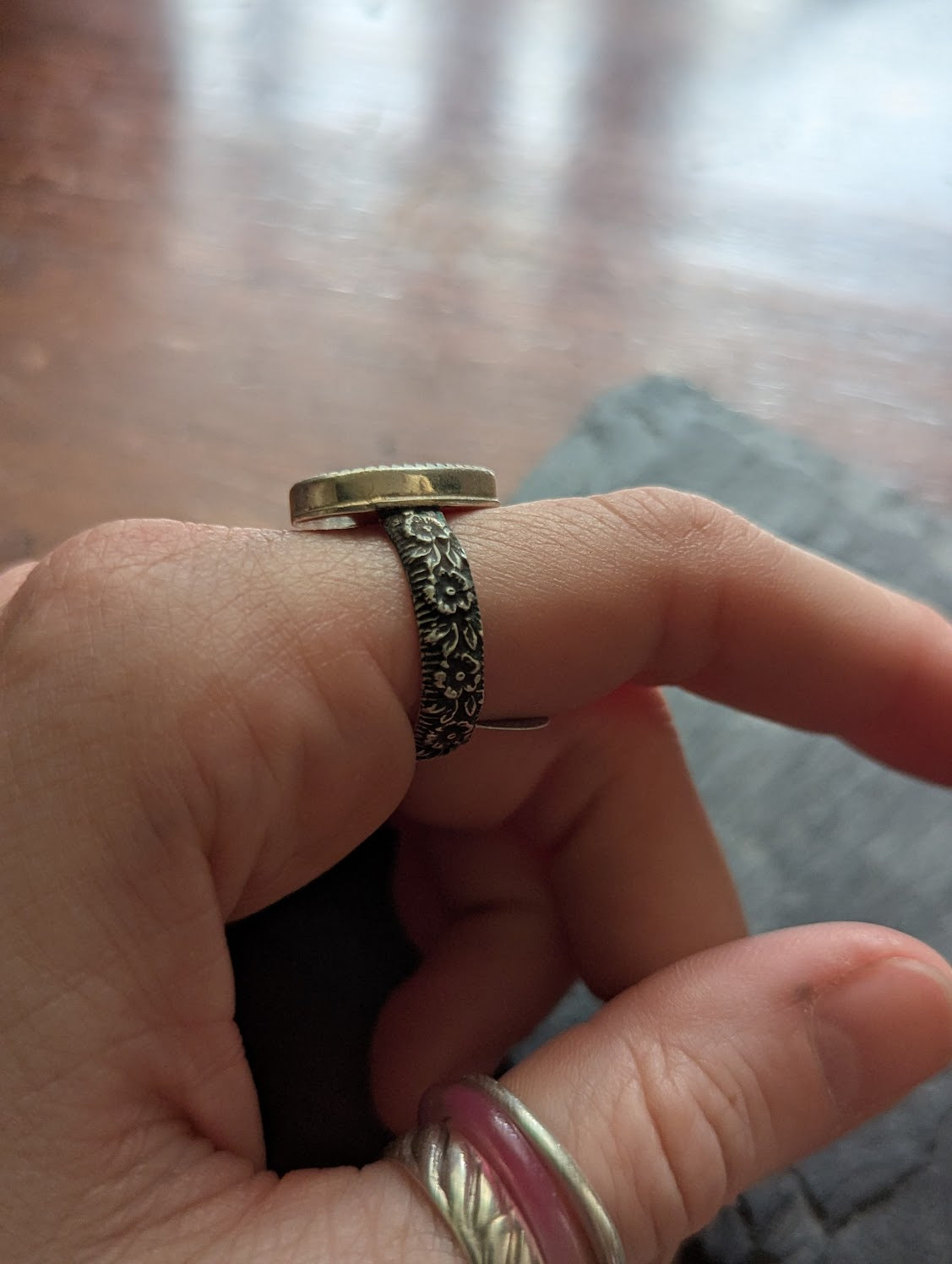 Hubei Turquoise Tear Drop Silver Ring - Size 7