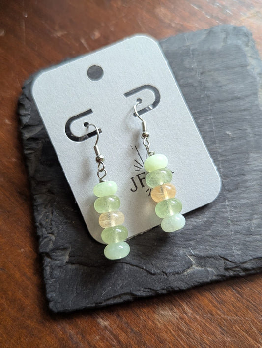Light Green and Yellow Gemstone Drop Earrings