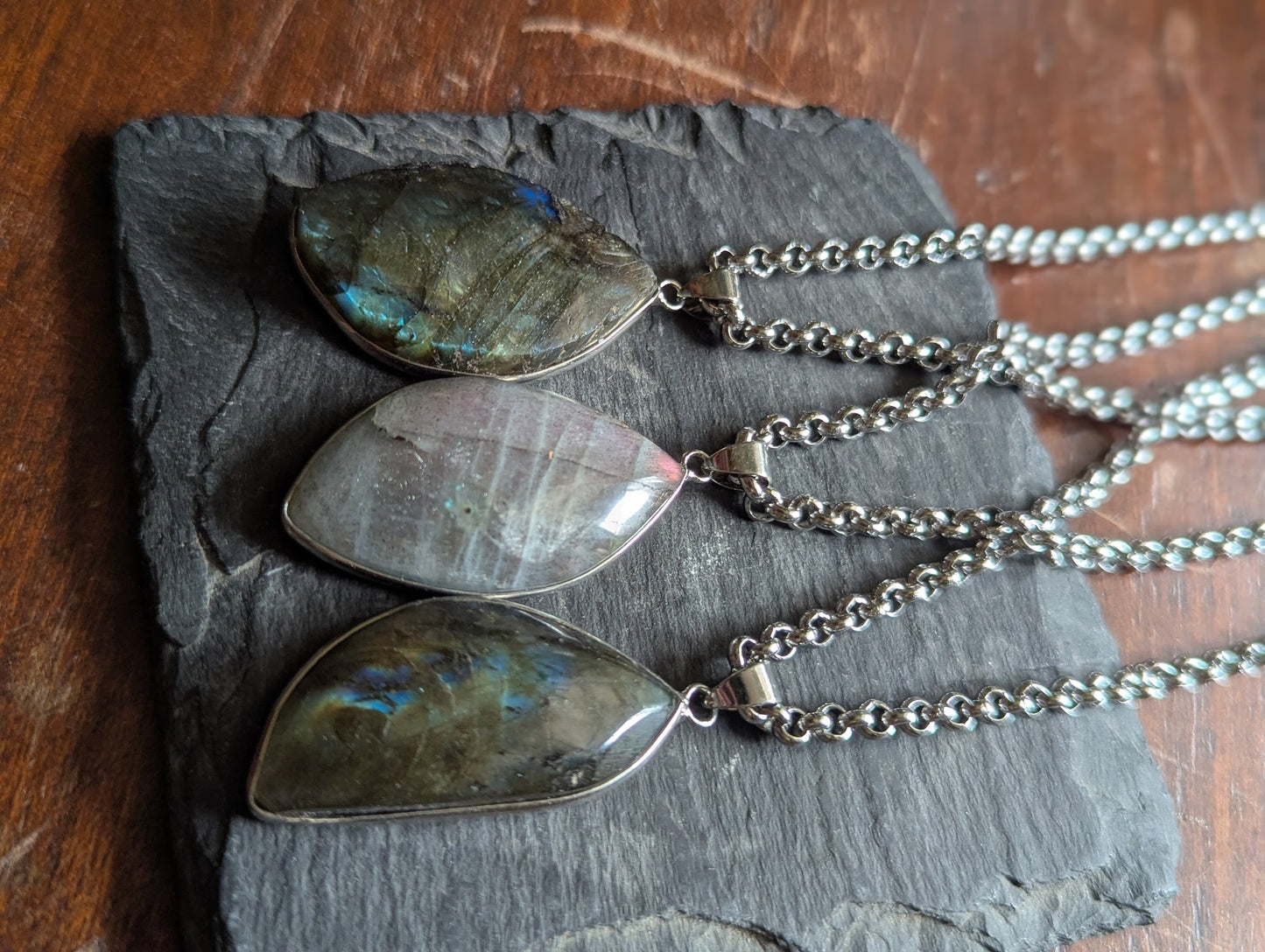 Labradorite Stainless Steel Necklace (Various Options Available)