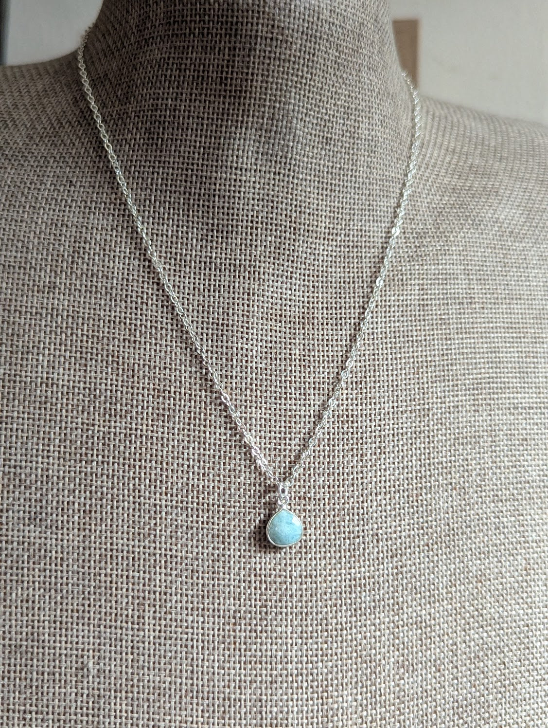 Amazonite Tear Drop Sterling Silver Necklace