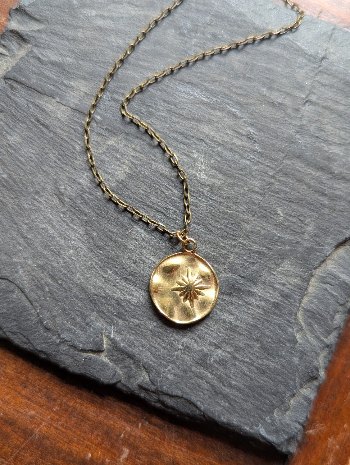 North Star Hammered Brass Necklace