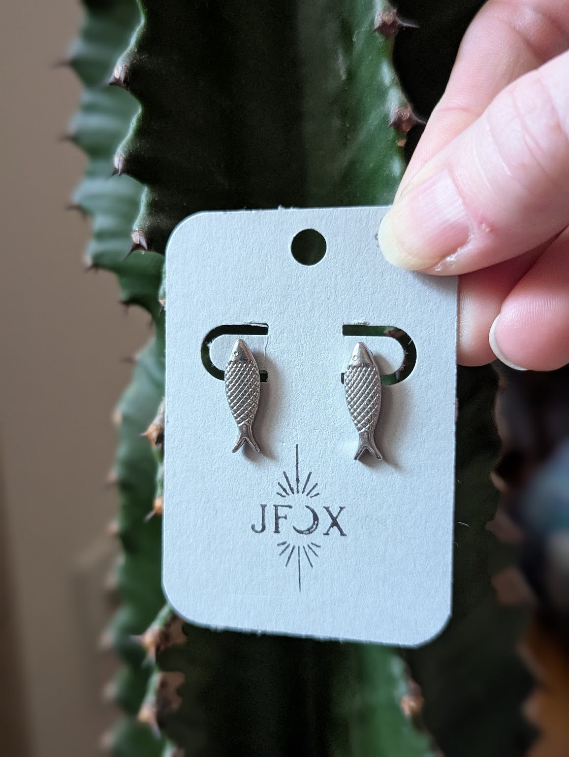 Fish Studs Silver Stainless Steel