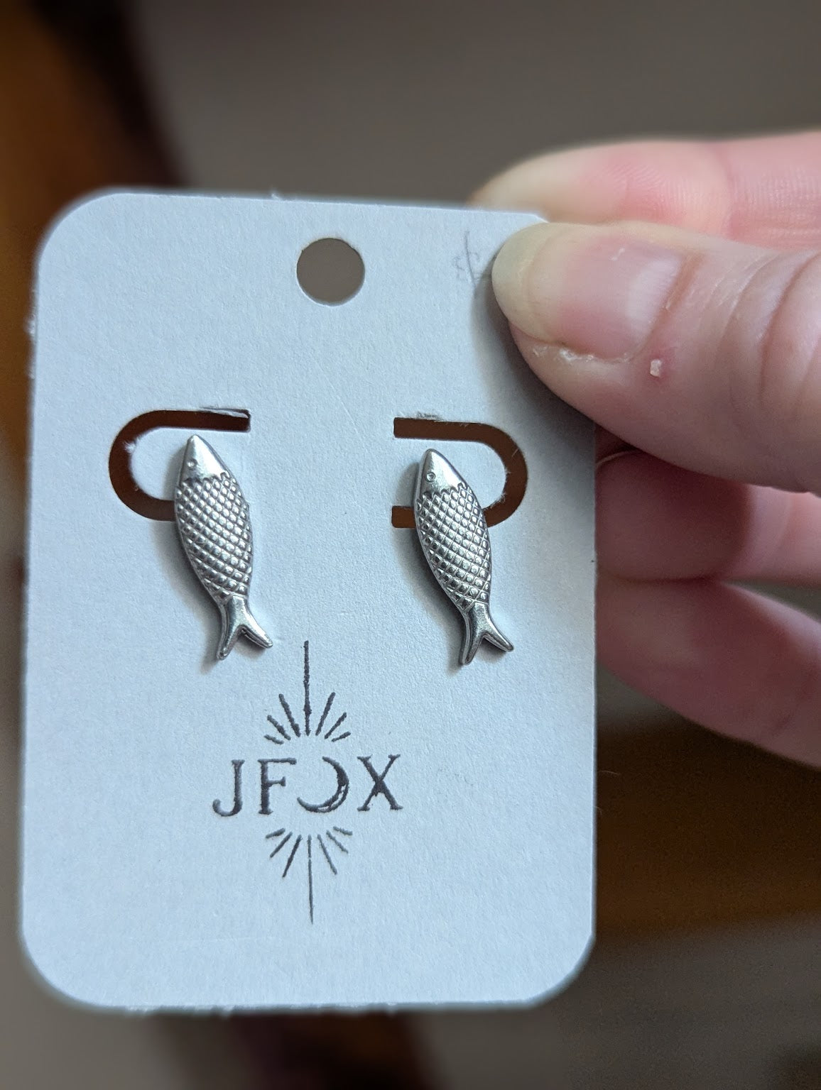 Fish Studs Silver Stainless Steel