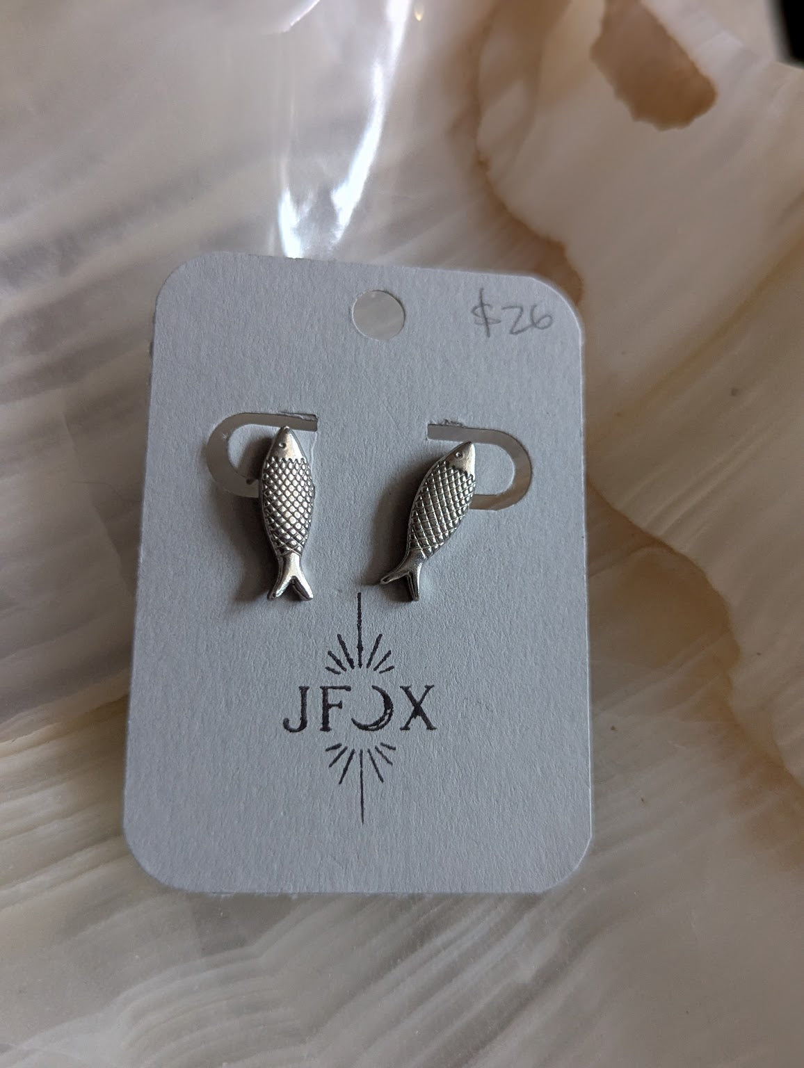 Fish Studs Silver Stainless Steel