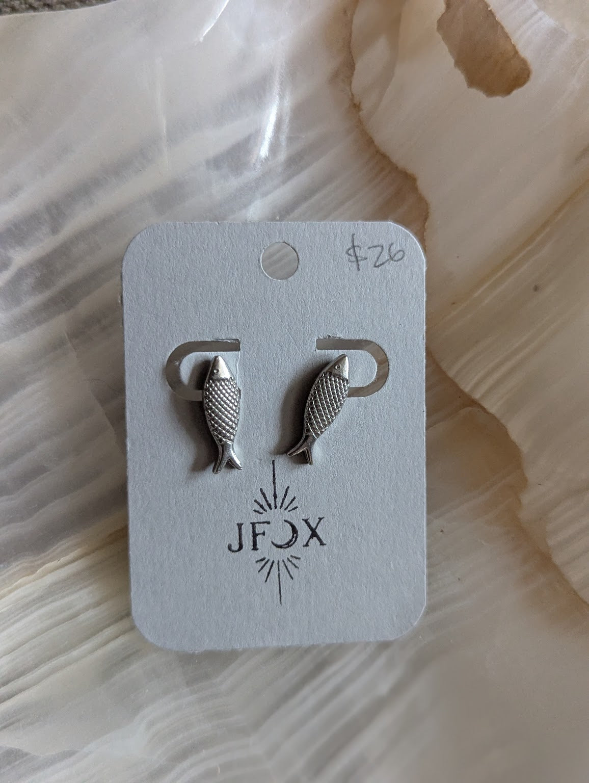 Fish Studs Silver Stainless Steel