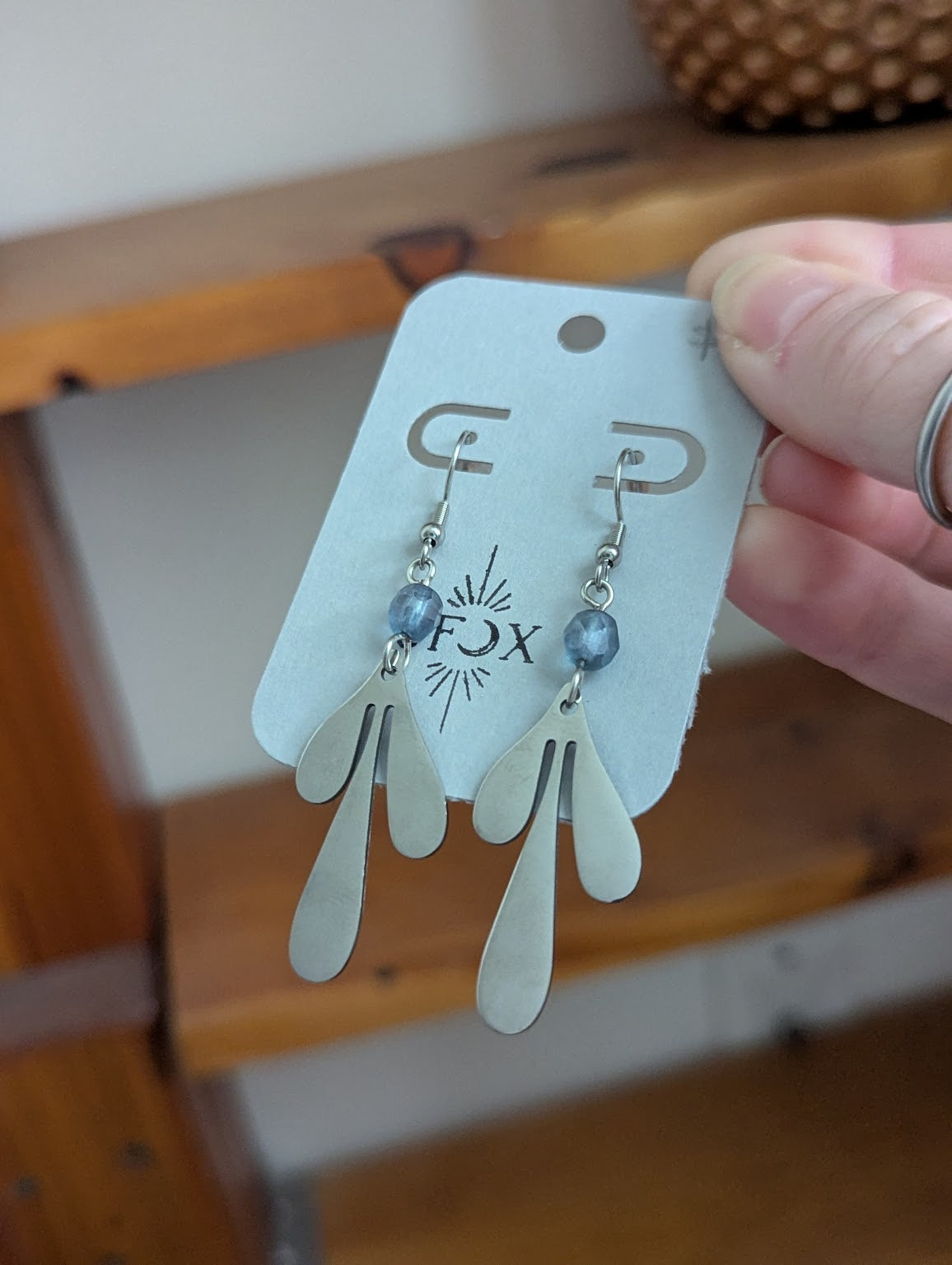 Silver Leaf Accent Beads Earrings (Various Colors Available)