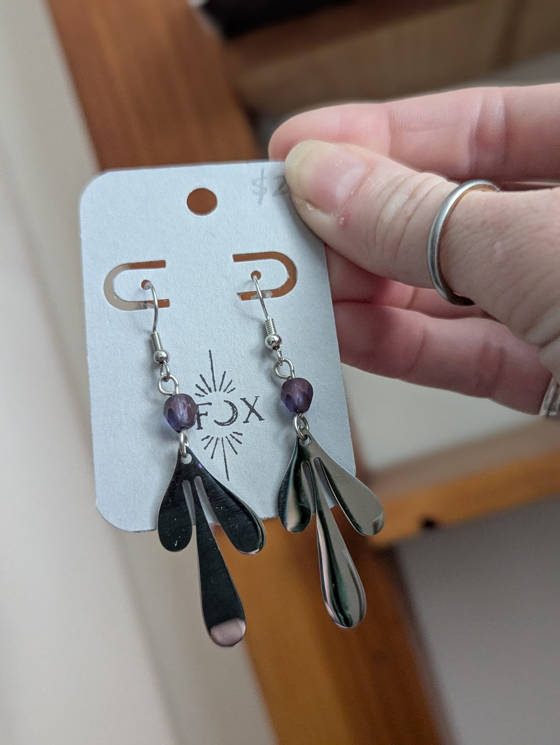 Silver Leaf Accent Beads Earrings (Various Colors Available)