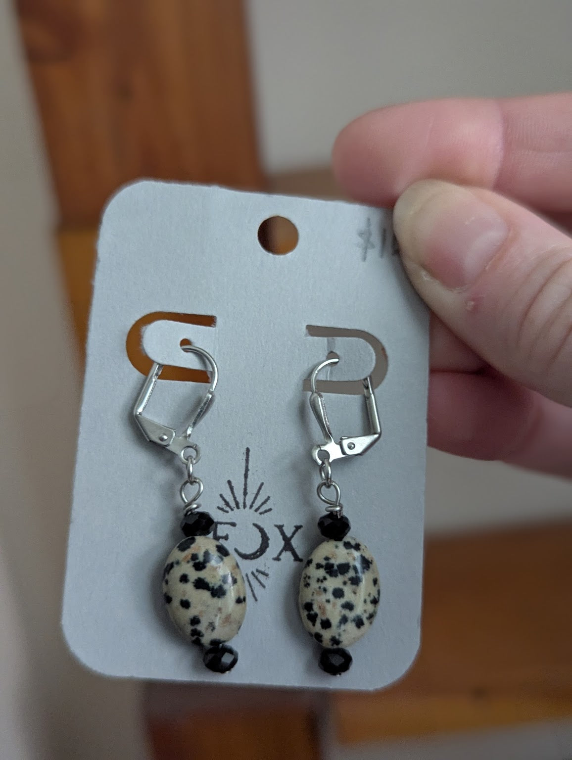 Dalmatian Jasper Silver Hoops