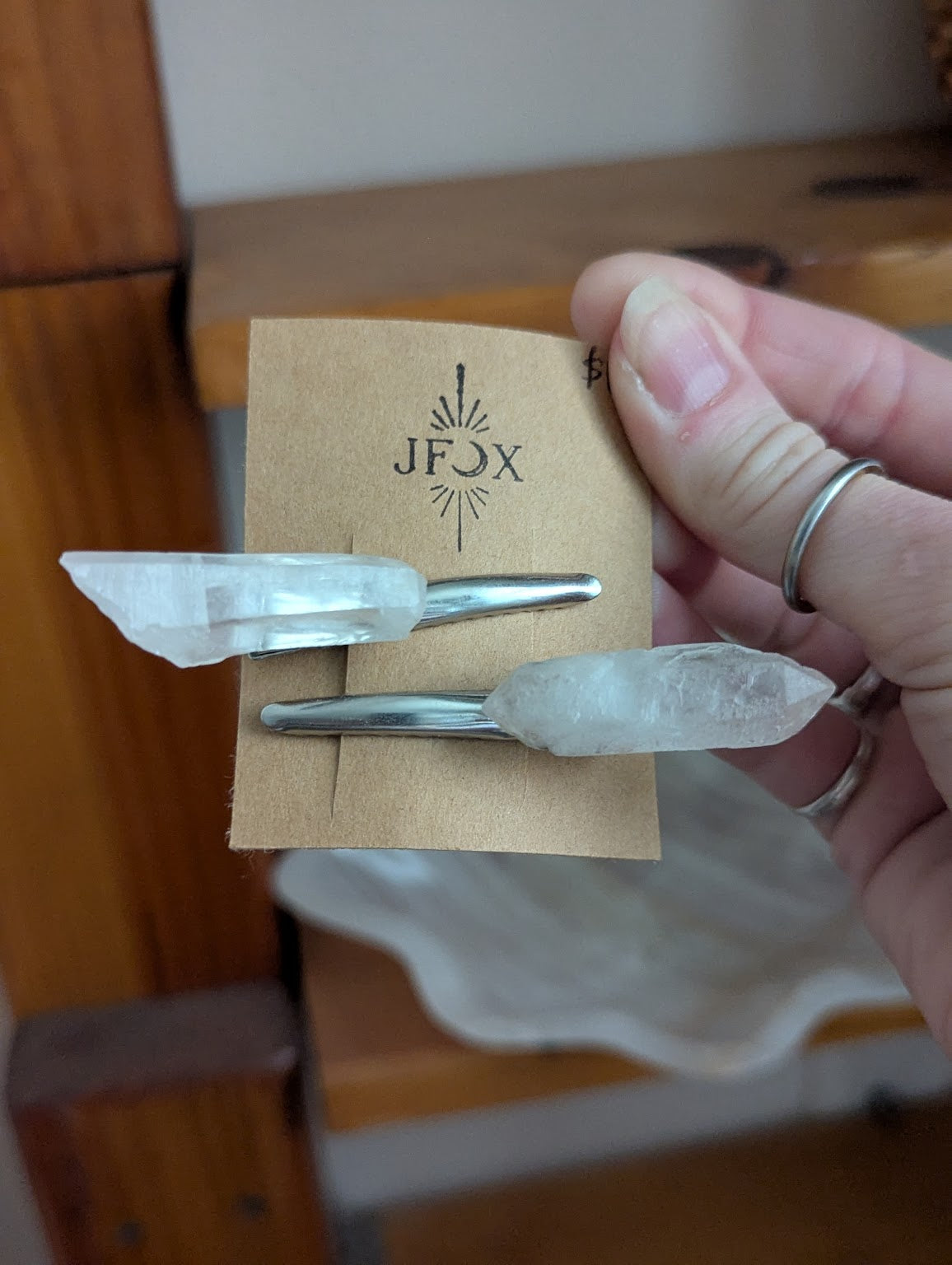 Clear Quartz Crystal Alligator Clips (Set of 2)